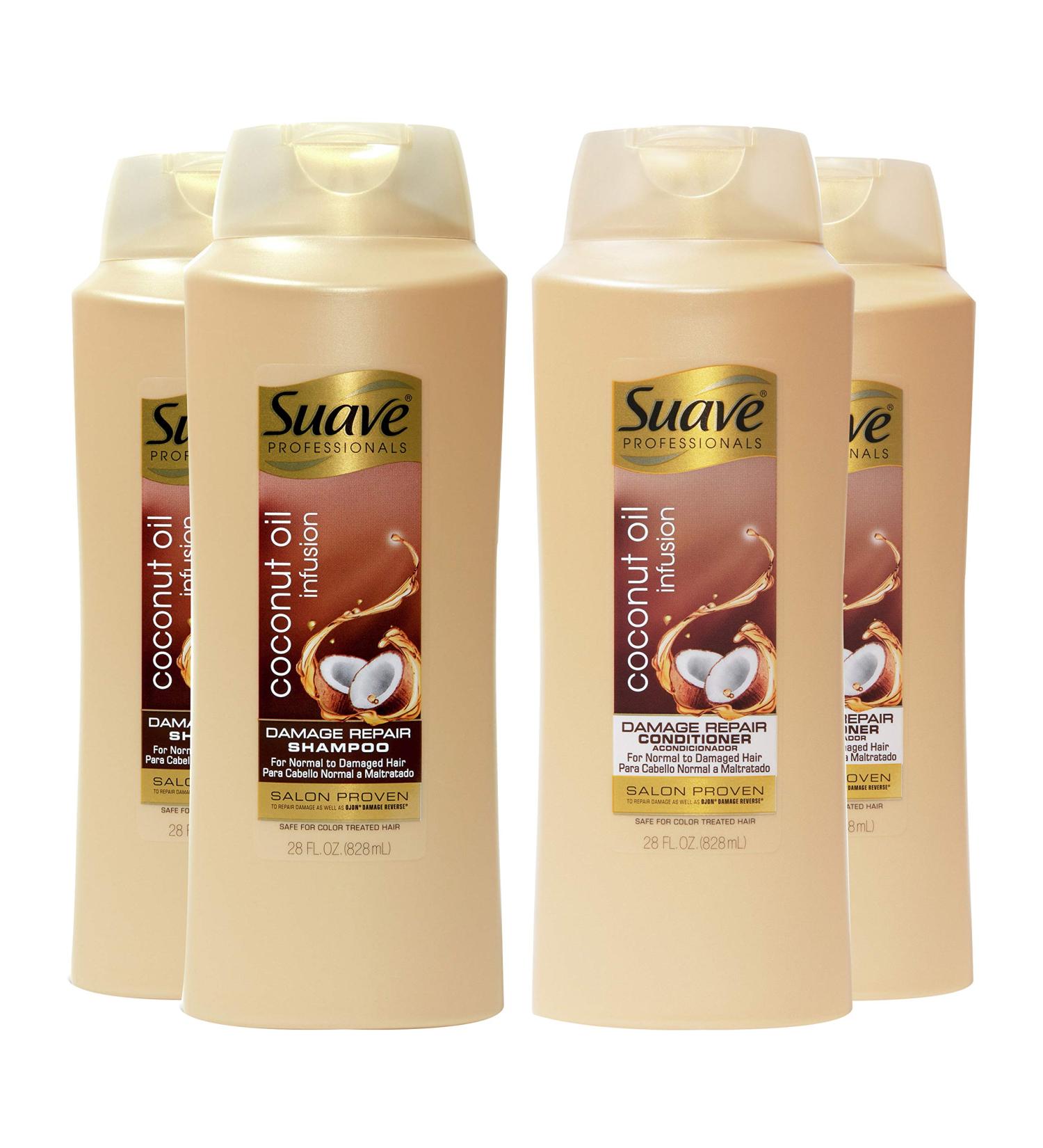 Suave Professionals Coconut Oil Damage Repair Shampoo + Conditioner 28 fl oz - Pack of 4 - Buy Online on SooperMarket.com