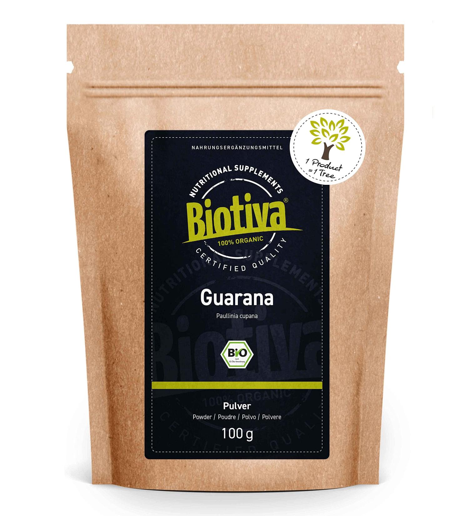 Biotiva Guarana Powder Organic - 250g Pure Guarana Powder - Energizer - Guaranteed Without additives - Made and Controlled in Germany (DE- KO-005) - 100% Vegan - Buy Online on SooperMarket.com