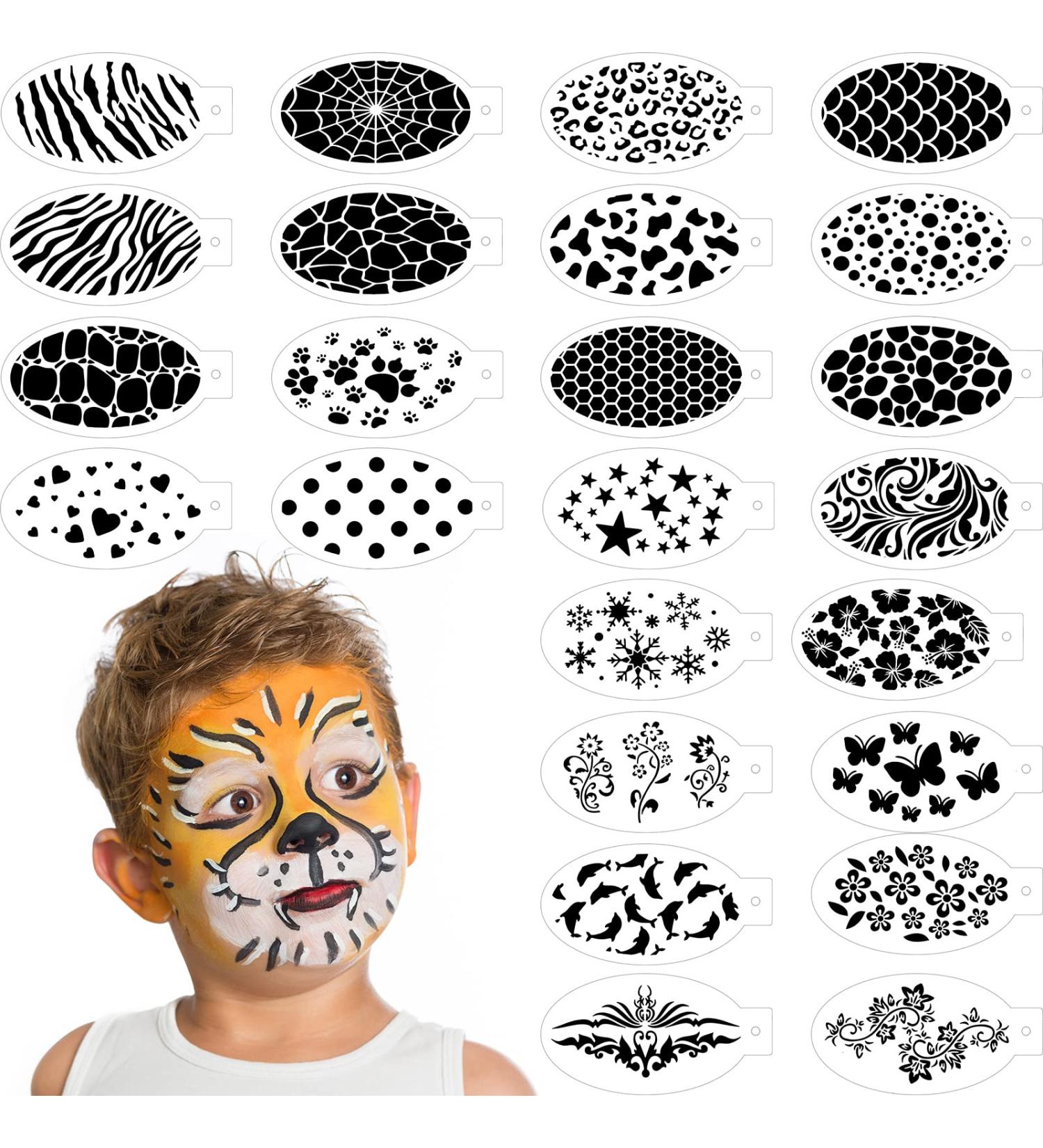 24-Piece Face Paint Stencils for Kids & Halloween Makeup - Vivid Style - Buy Online on SooperMarket.com
