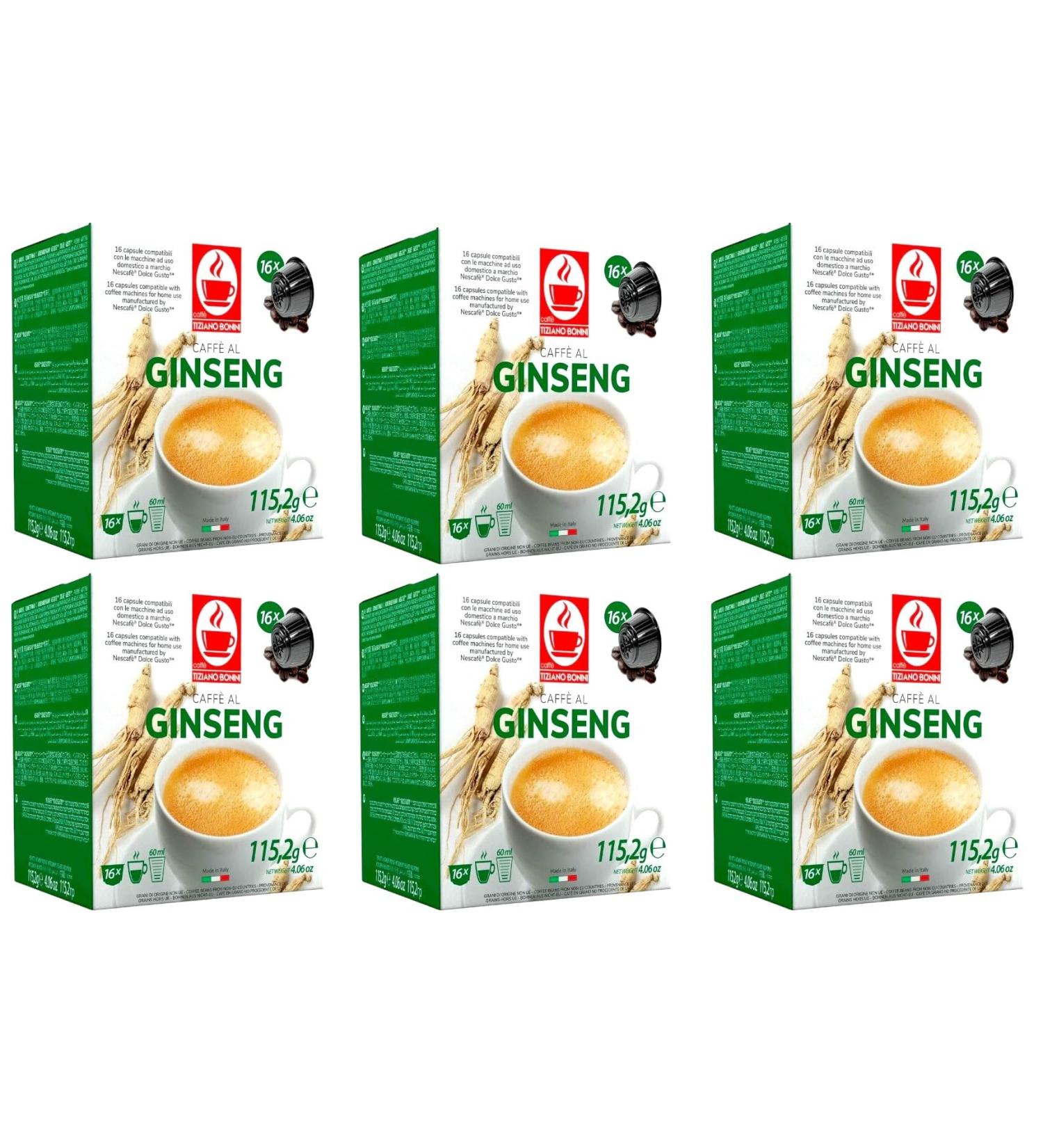 Bonini Dolce Gusto Compatible Ginseng Coffee Pods (Pack of 6 Total 96 pods) Ginseng 16 count (Pack of 6) - Buy Online on SooperMarket.com