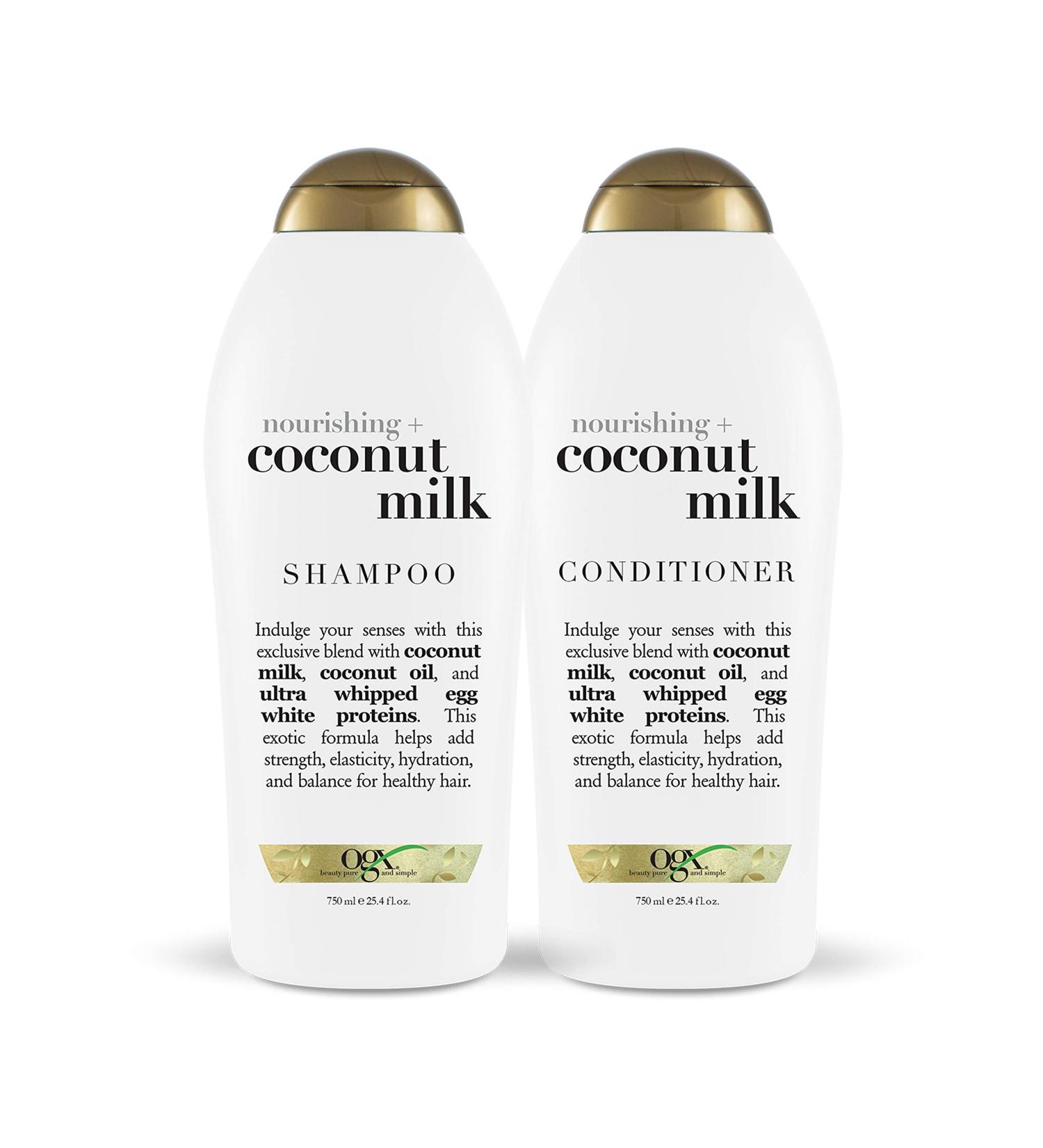 OGX Nourishing + Coconut Milk Shampoo & Conditioner Set - 25.4 Fl Oz (Pack of 2) - Buy Online on SooperMarket.com