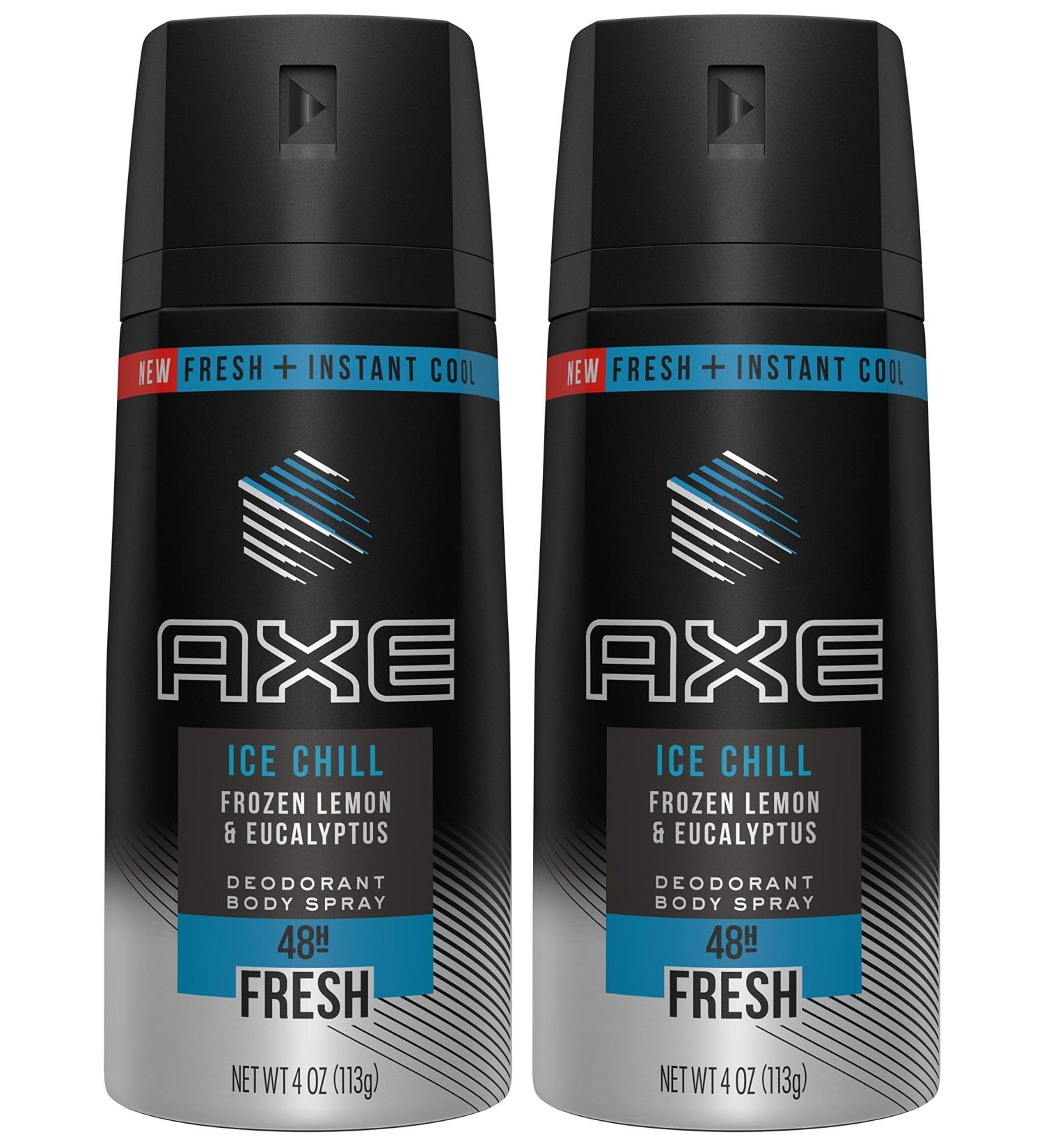 Axe Deodorant Body Spray - Ice Chill - Frozen Lemon & Eucalyptus - Net Wt. 4 OZ (113 g) Per Can - Pack of 2 Cans - Buy Online on SooperMarket.com