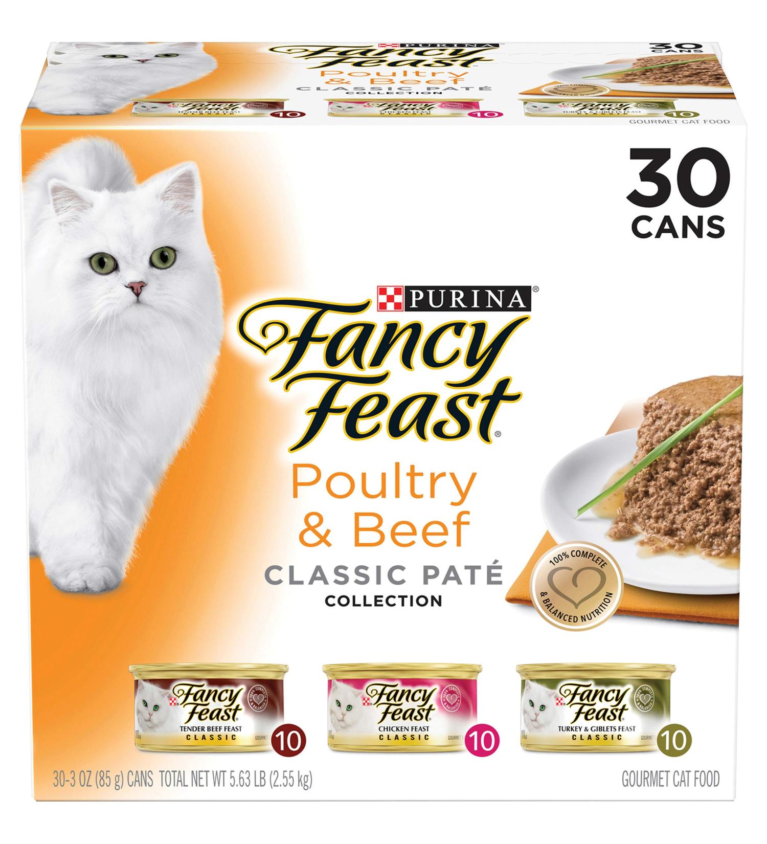 Purina Fancy Feast Classic Collection Variety Pack - 30 Cans, 3 oz each - Pate & Poultry Beef Flavors - Adult Wet Cat Food - Buy Online on SooperMarket.com