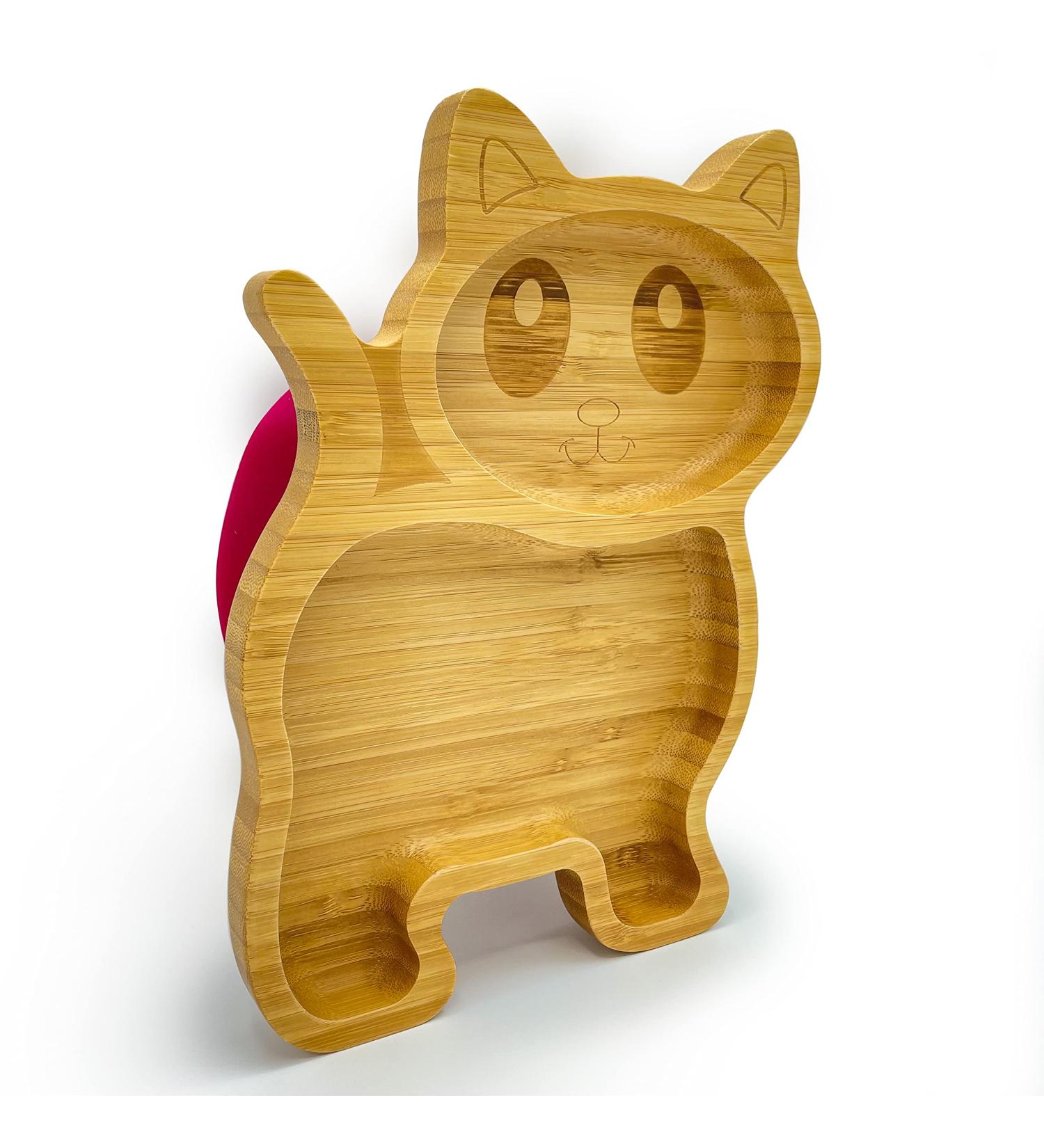Eco Health Kitten Bamboo Baby Plate - Non-Toxic Suction Cup Toddler Plate - Ideal for Baby Weaning - Hot Pink - Buy Online on SooperMarket.com