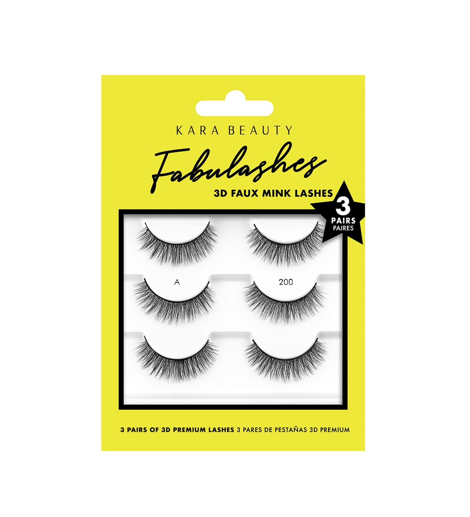KARA BEAUTY FABULASHES 3 IDENTICAL PAIRS Multi-pack 3D Faux Mink False Eyelashes - Style KA3200