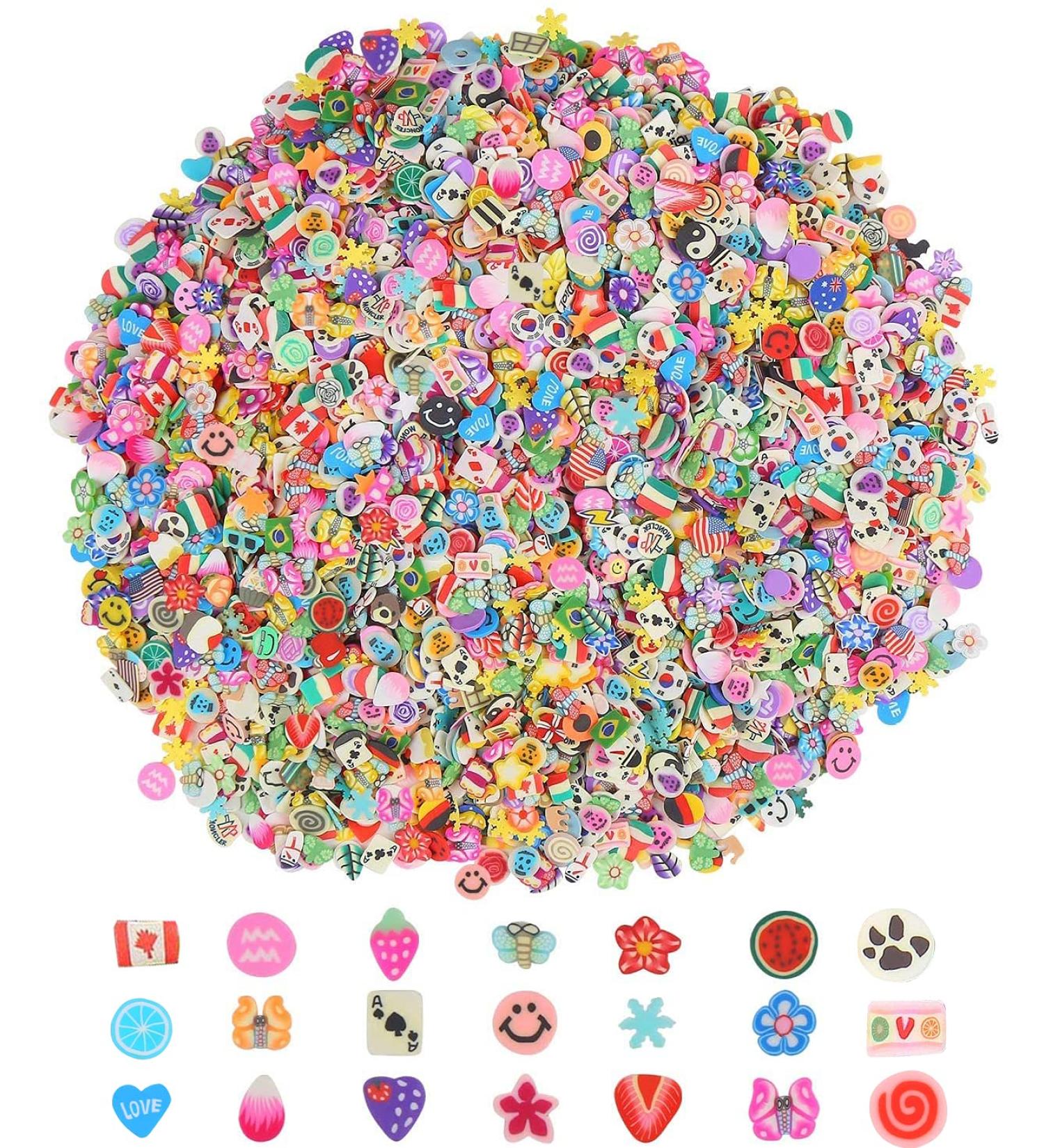 CCINEE Nail Art Slices 3D Assorted Fruit Slices Animal Flower Polymer Clay Slices for Slime Craft 4500PCS 1/5 Inch Style 1 - Buy Online on SooperMarket.com