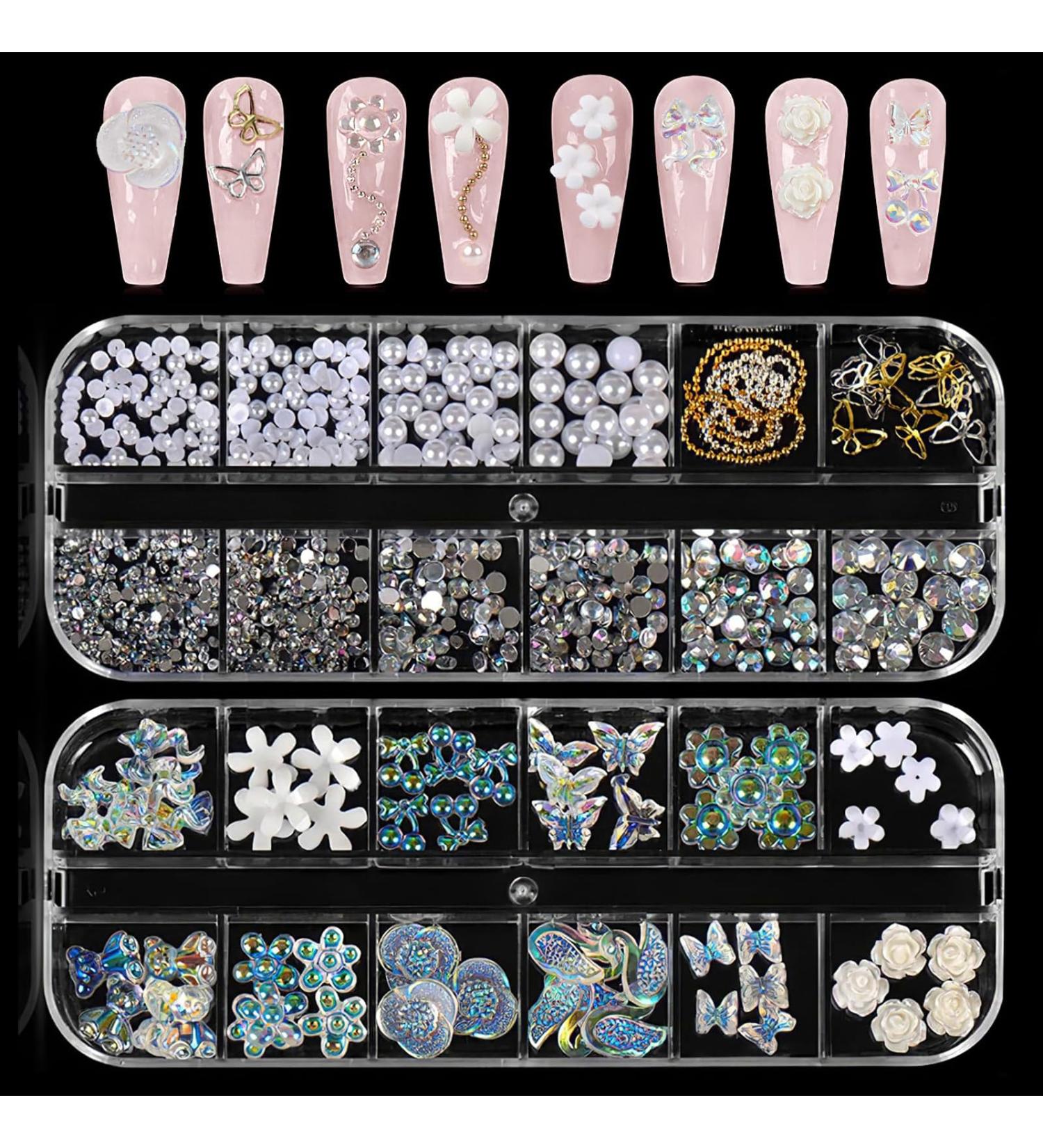 Rhinestones for Nails Nail Glitter Sequins Nail Decals with Crystals Nail Gems Diamonds for Nail Art Including Wax Pencil for Rhinestones And Rhinestone Picker - Buy Online on SooperMarket.com