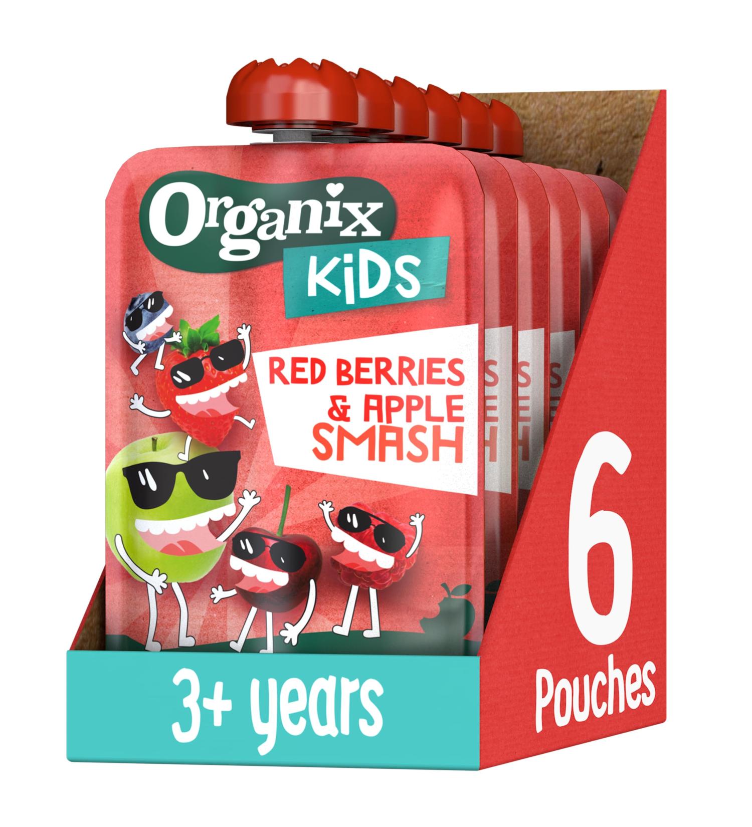 Organix Kids Red Berries & Apple Organic Smash Pouch 3+ Years 100 g (Pack of 6) - Buy Online on SooperMarket.com