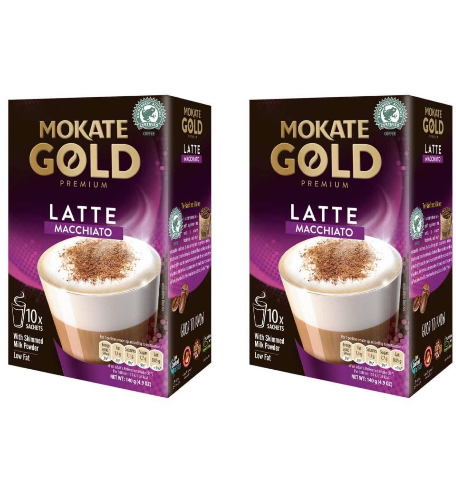 Mokate Gold Premium Latte Macchiato Flavour with skimmed milk Powder 2x boxes 10x sachets - Buy Online on SooperMarket.com