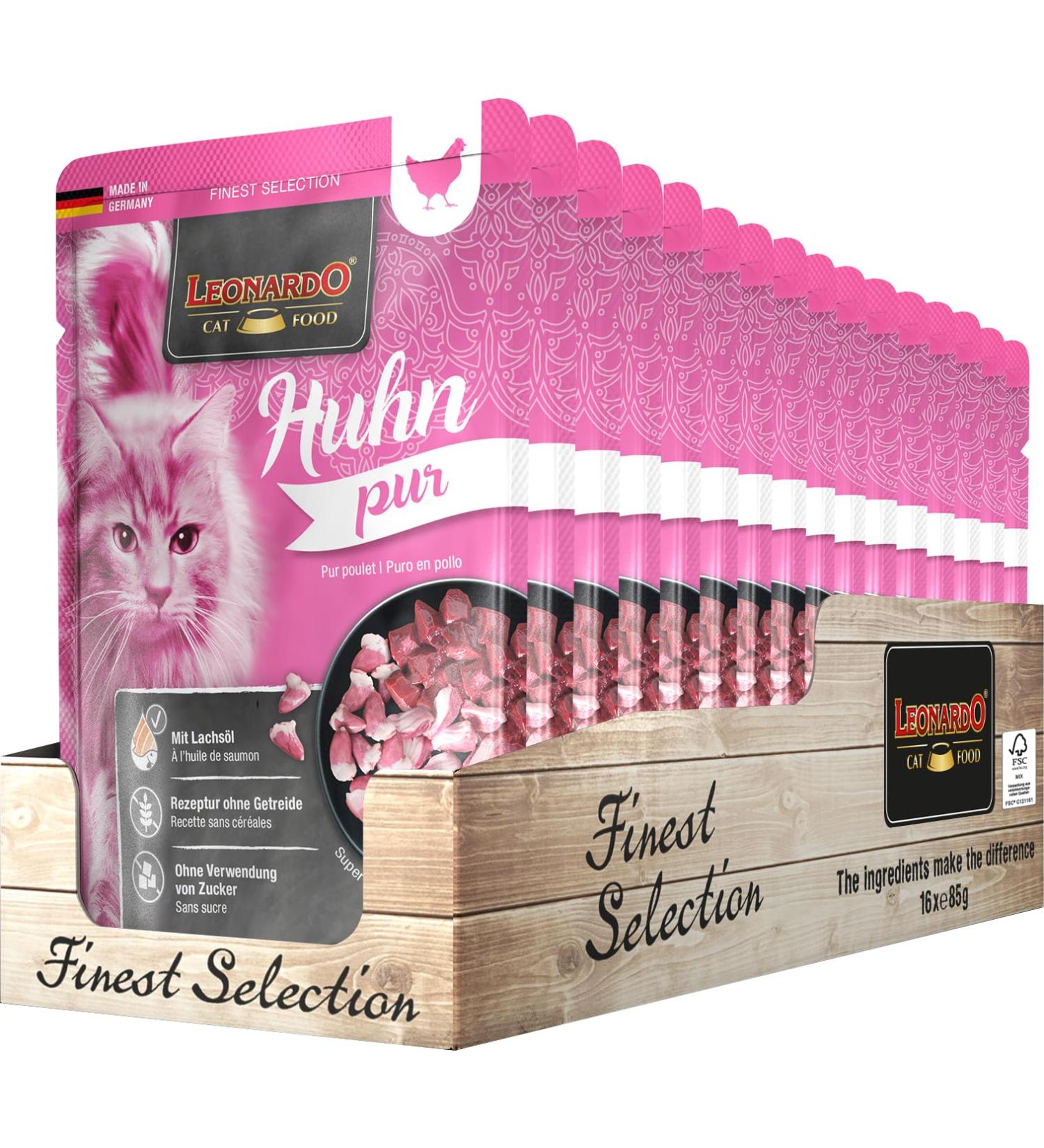 Leonardo Freshness Bag - 16x85g Grain-Free Pure Chicken Wet Food for Cats | Complete Single Portion Meals - Buy Online on SooperMarket.com