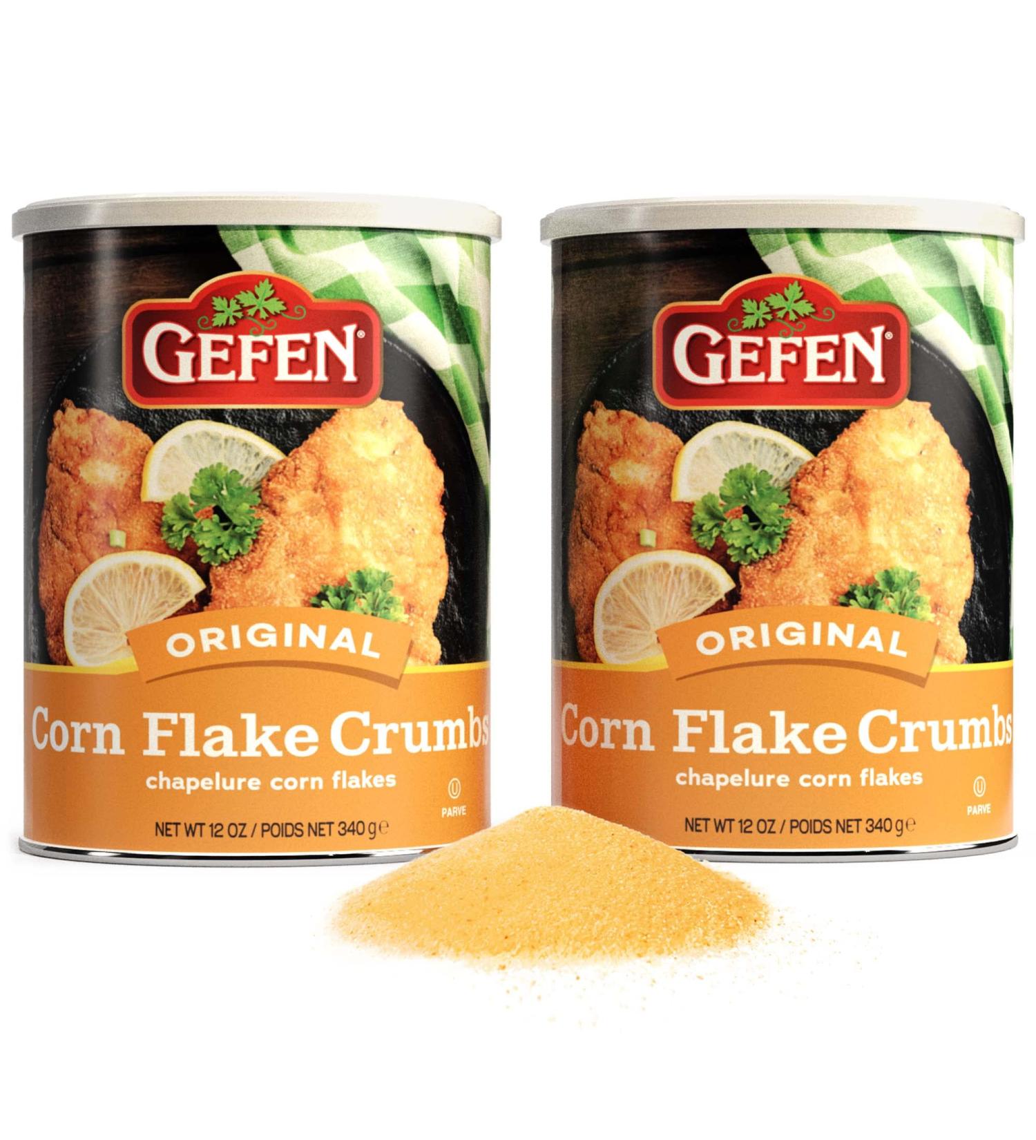 Gefen Corn Flake Crumbs 12oz (2 Pack) | Gluten-Free Crunchy Coating | Resealable Containers | 1.5 Pounds Total - Buy Online on SooperMarket.com