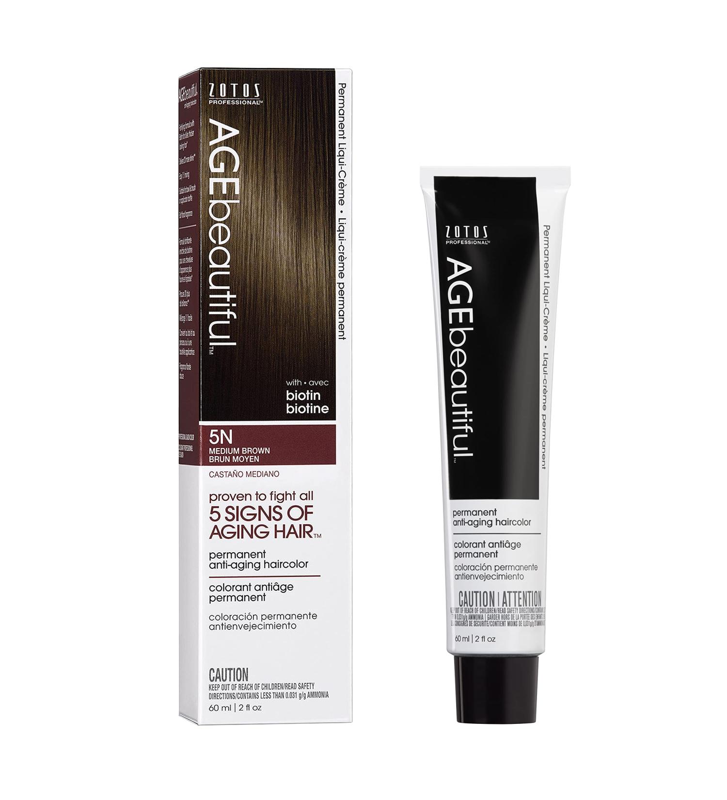 AGEbeautiful 5N Medium Brown Hair Color Dye | 100% Gray Coverage | Anti-Aging Formula - Buy Online on SooperMarket.com