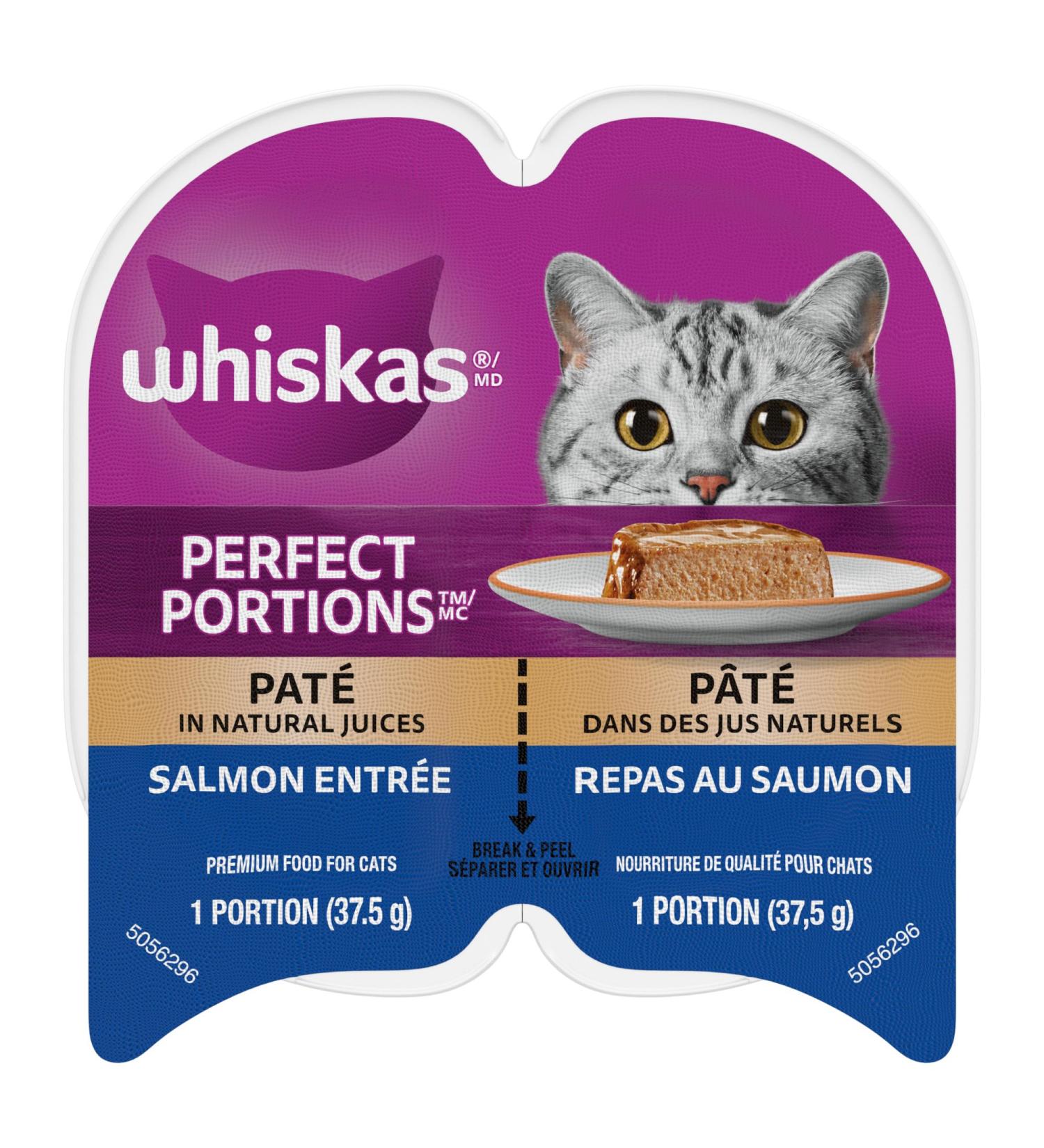 WHISKAS Perfect Portions Wet Cat Food Pat - Salmon - 75g (24 Pack) Pat Salmon 75 g (Pack of 24) - Buy Online on SooperMarket.com