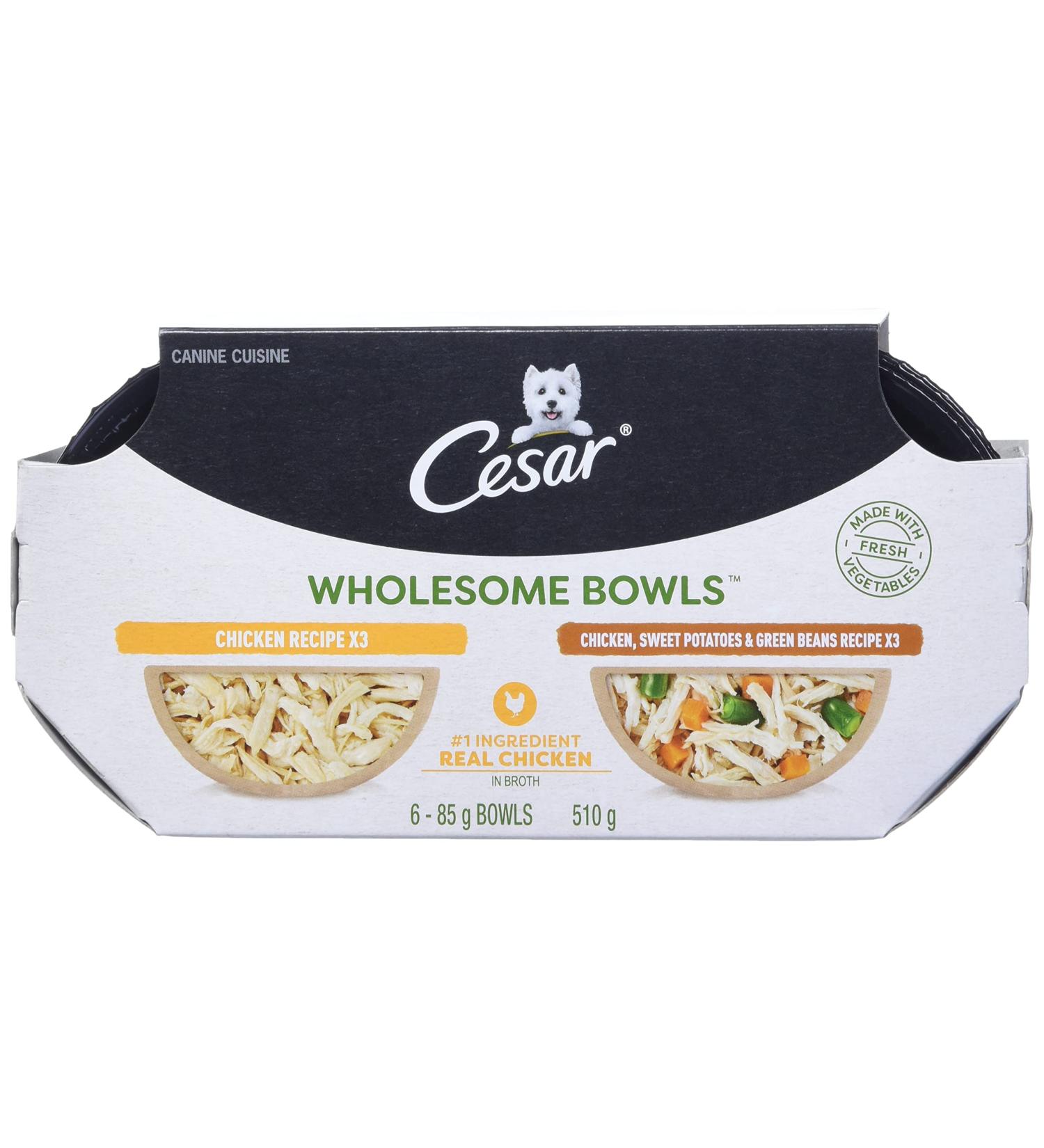 CESAR Wholesome Bowls Wet Dog Food - Chicken - Chicken Sweet Potato & Green Beans 6x85g Variety Pack Chicken - Chicken Sweet Potato & Green Beans 85 g (Pack of 6) - Buy Online on SooperMarket.com
