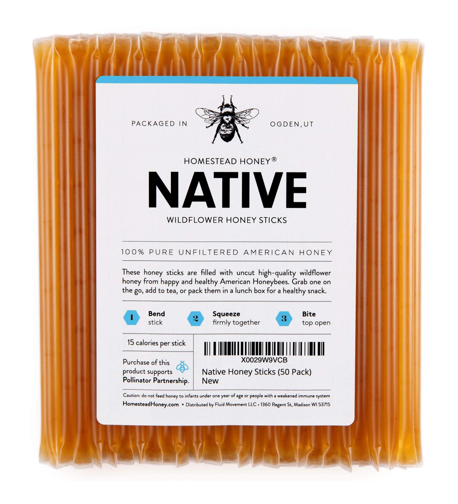 FM Native Honey Sticks - 50 Count Pack of 1 | Pure Honey in Convenient Sticks - Buy Online on SooperMarket.com