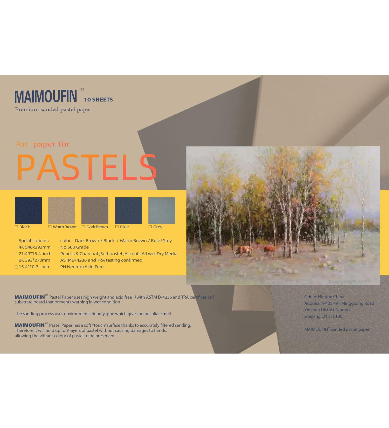 Maimoufin 10 Sheets Sanded Pastel Paper - 15.4 x 10.7 inch Warm Brown Craft Paper for Dry/Wet Painting - Art Supplies for Pastels, Pencils, & Charcoal - Buy Online on SooperMarket.com