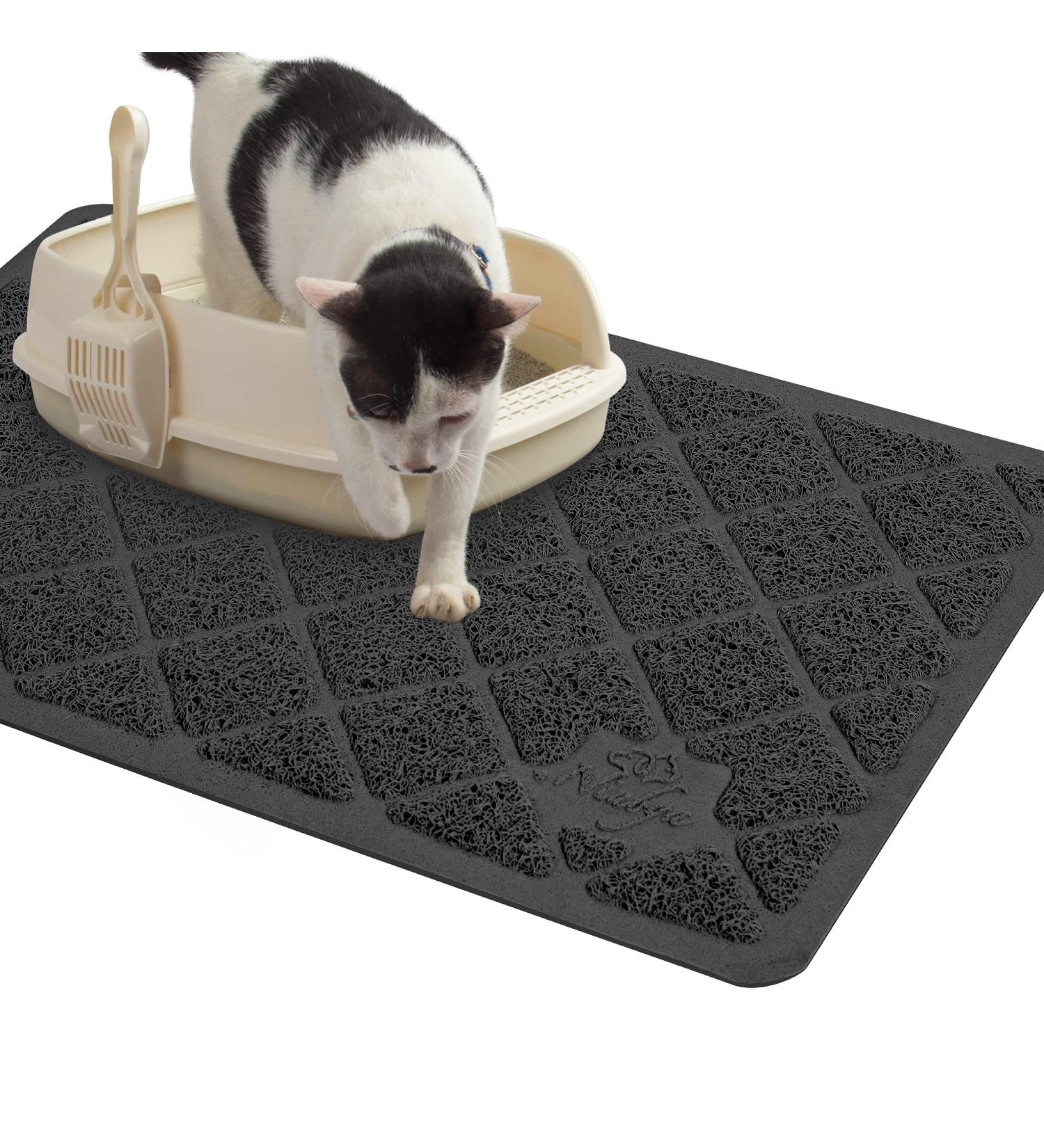 Niubya Premium Cat Litter Mat - Non-slip Waterproof Backing, Soft on Paws, Easy to Clean - Small 23x14 Black - Buy Online on SooperMarket.com