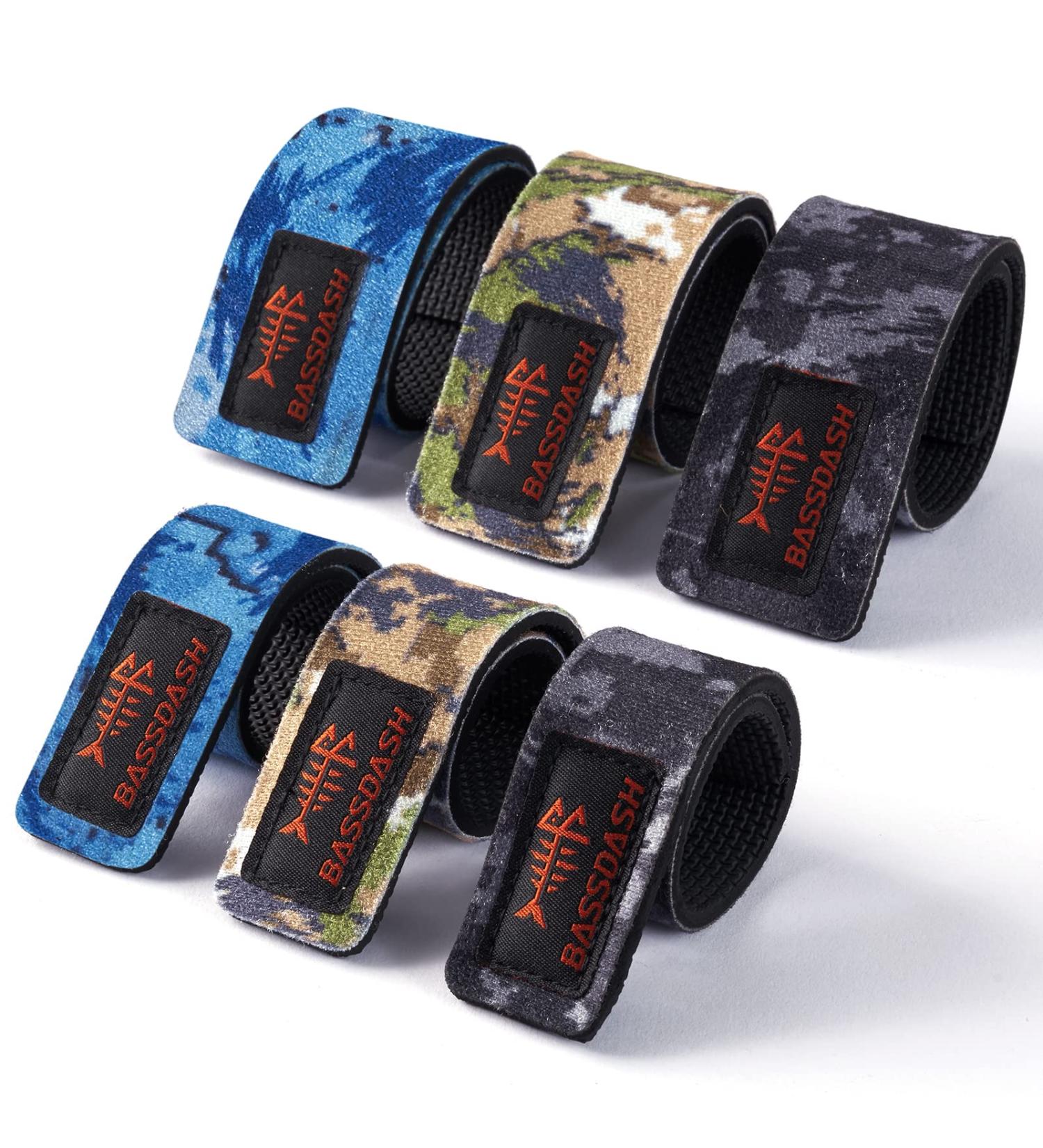 Fishing Rod Straps 6-Pack: Stretchy Waterproof Wrap Ties for Spinning, Fly, Casting Rods - Three Camo Colors - Buy Online on SooperMarket.com