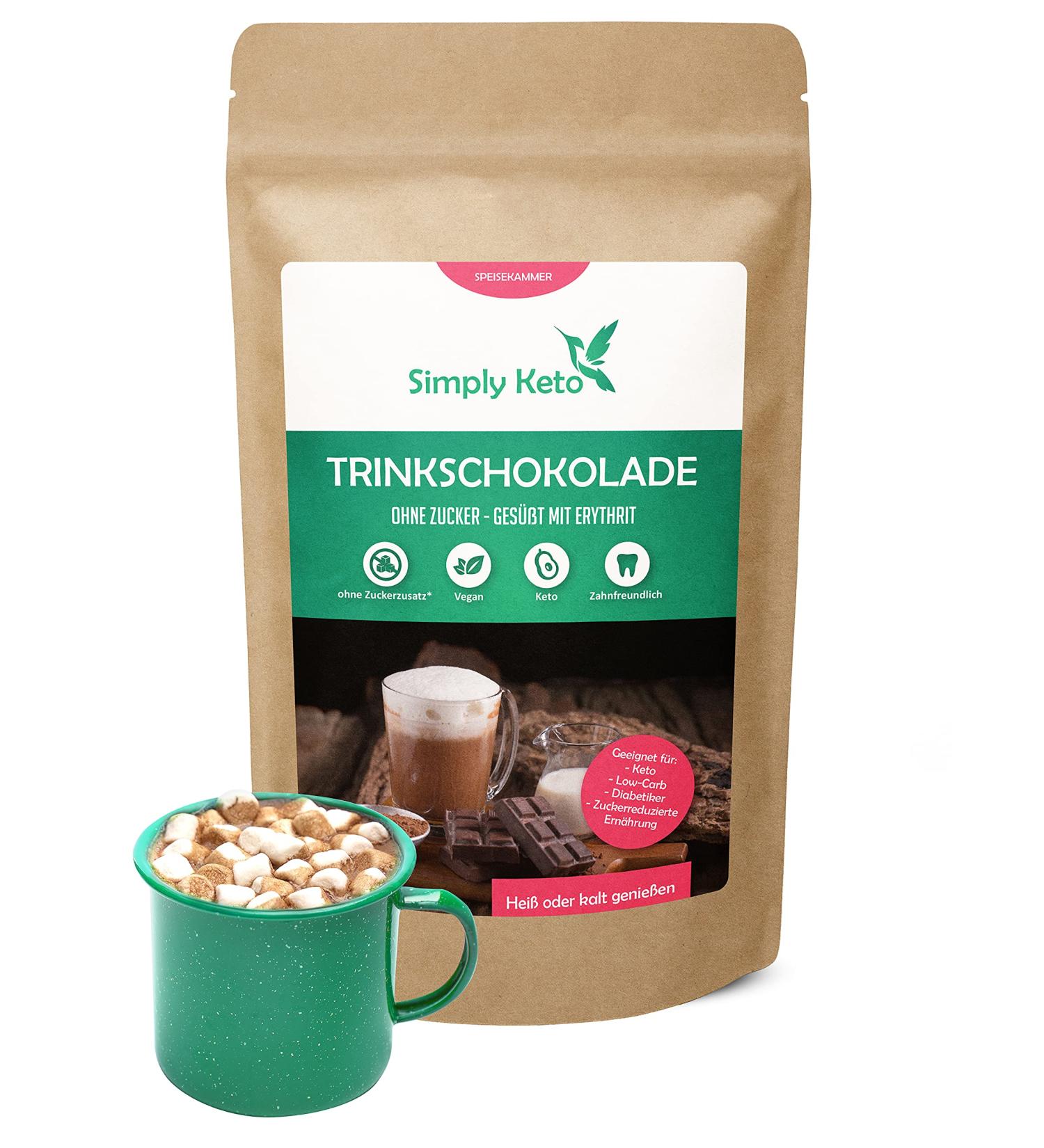 Simply Keto Drinking Chocolate - Sugar-Free Classic 700g | Low Carb Hot & Iced Cocoa - 42% Cocoa Erythrit & Stevia Sweetened - Buy Online on SooperMarket.com