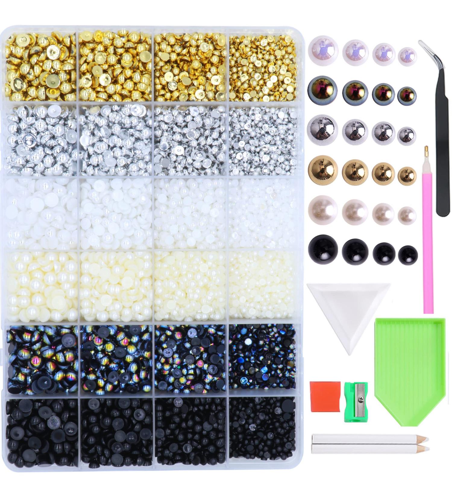 Belicey 24000pcs Flatback Rhinestones Jelly Crystal Round Beads Gems - 6 Colors Nail & Craft Supplies for Makeup, Face, Tumblers - DIY Decoration (Pearl3) - Buy Online on SooperMarket.com
