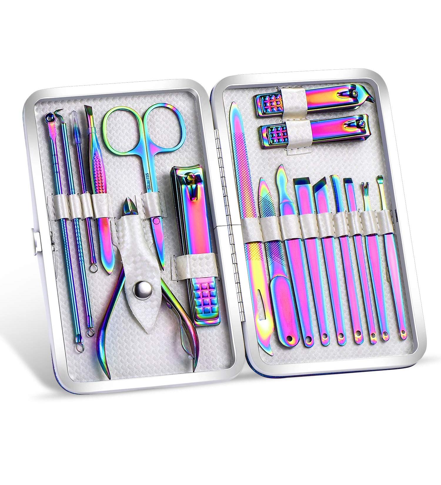 SFYDOM Rainbow Manicure Set - 18 Piece Nail Clippers for Women Gift - Buy Online on SooperMarket.com