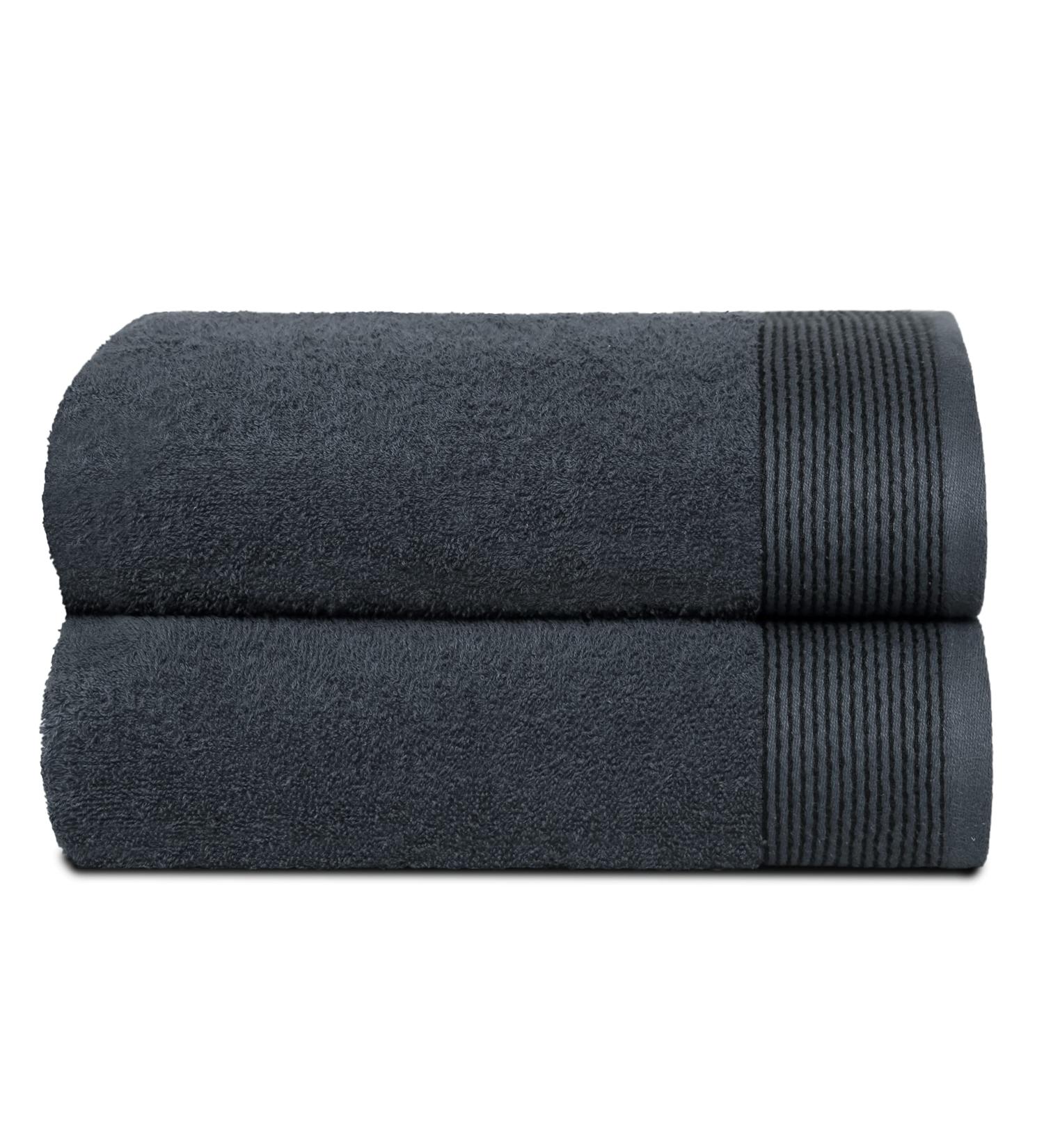 Belizzi Home 2 Pack Oversized Bath Towel Set - 28x55 Inches, 100% Cotton, Ultra Absorbent & Quick Dry - Charcoal Grey - Buy Online on SooperMarket.com