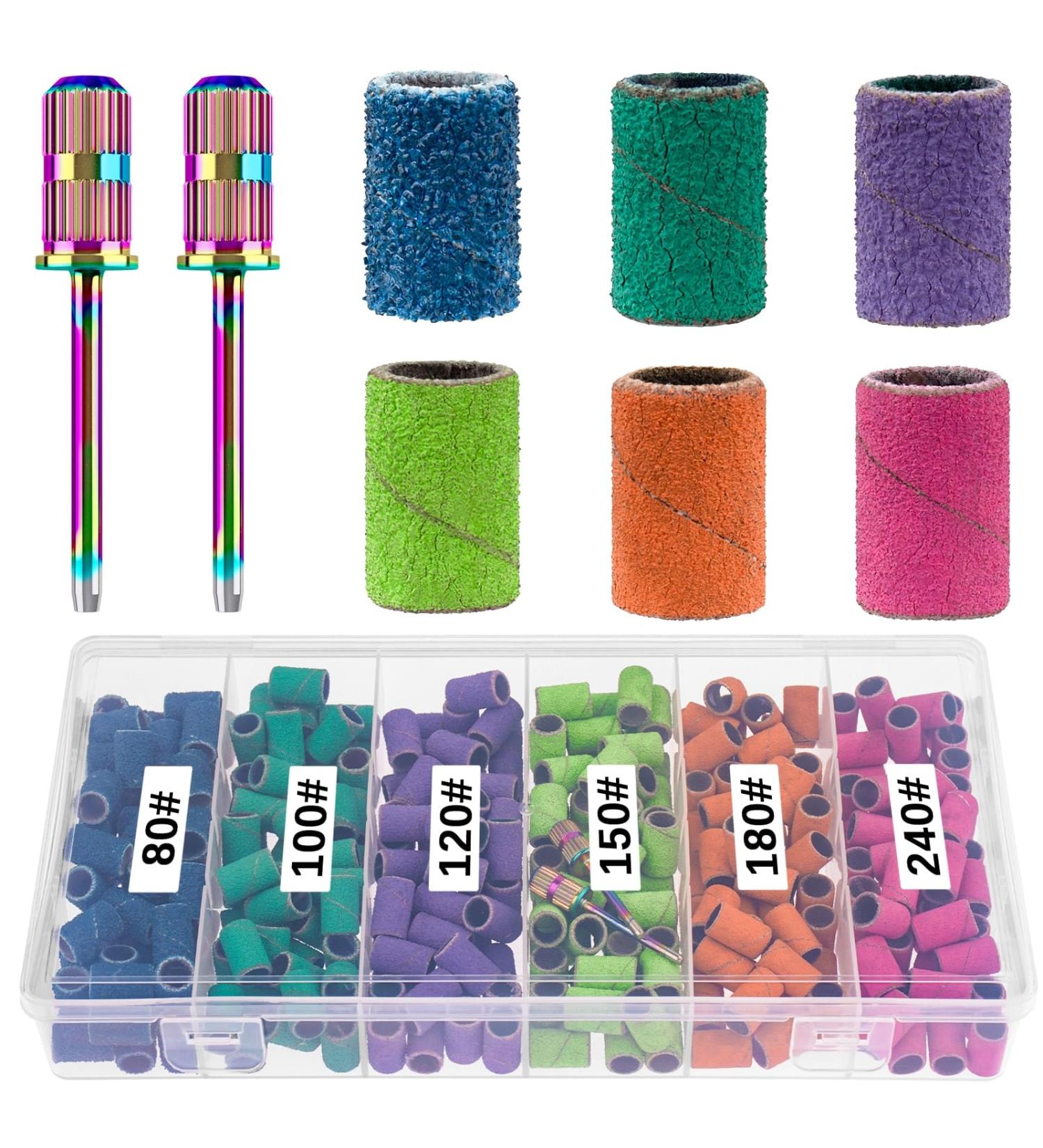 Rolybag Sanding Bands for Nail Drill 240 Pieces 3 Color Coarse Fine Grit Efile Sand Set 80#120#180#240# 2 Pieces 3/32 Inch Nail Drill Bits for Manicures and Pedicures (302 Piece Set) - Buy Online on SooperMarket.com