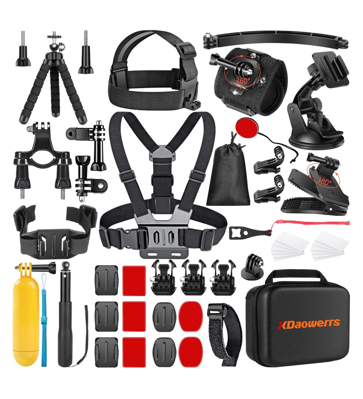 50-in-1 Action Camera Accessories Kit for GoPro, Insta360, DJI, Xiaomi, APEMAN, AKASO, Campark - Upgraded Bundle for Hero 11/10/9/8/7/6/5/4, Max, Fusion - Buy Online on SooperMarket.com