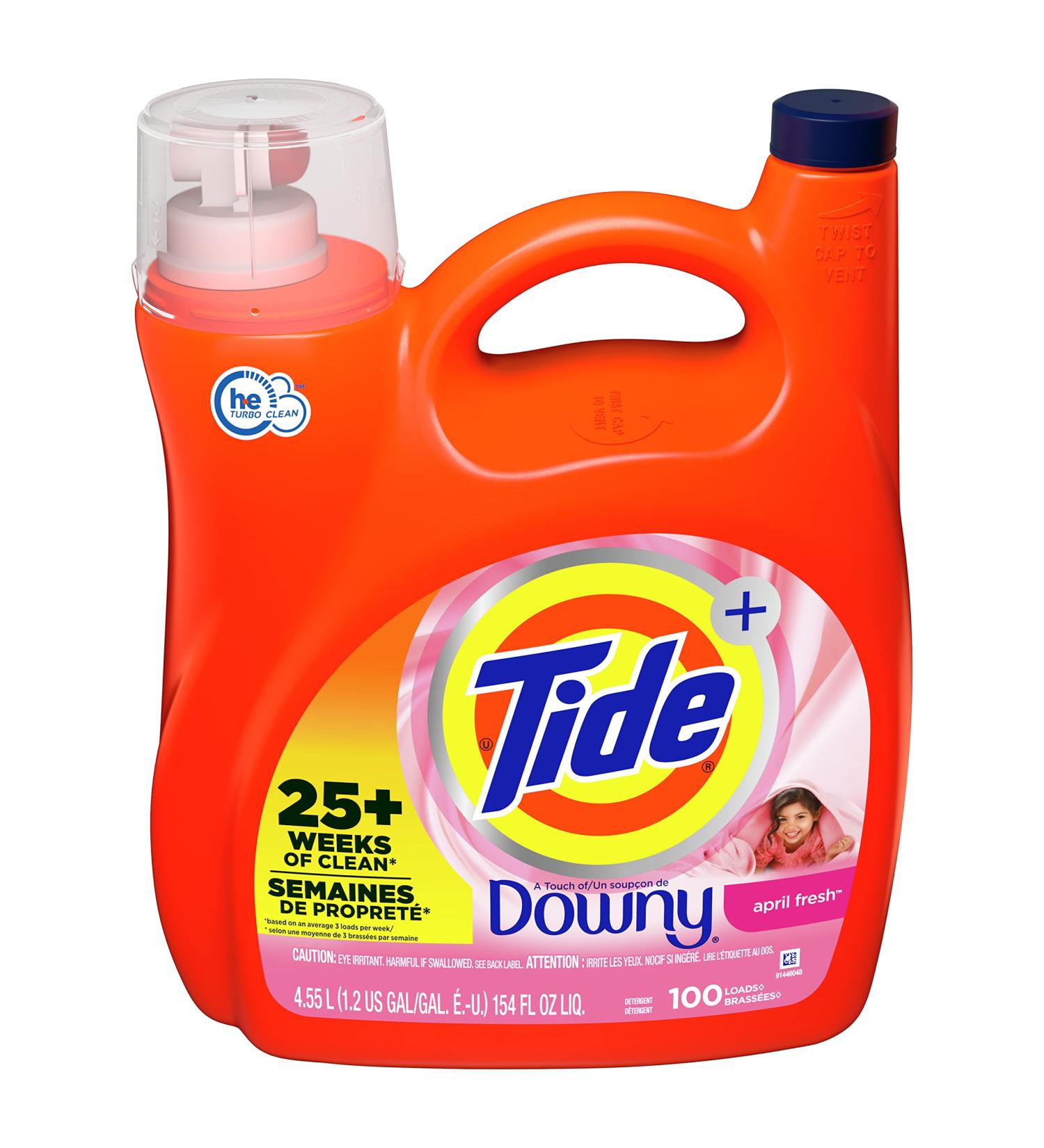 Tide Liquid Laundry Detergent with Downy - April Fresh 100 Loads 154 Fl Oz | International Shipping Available - Buy Online on SooperMarket.com