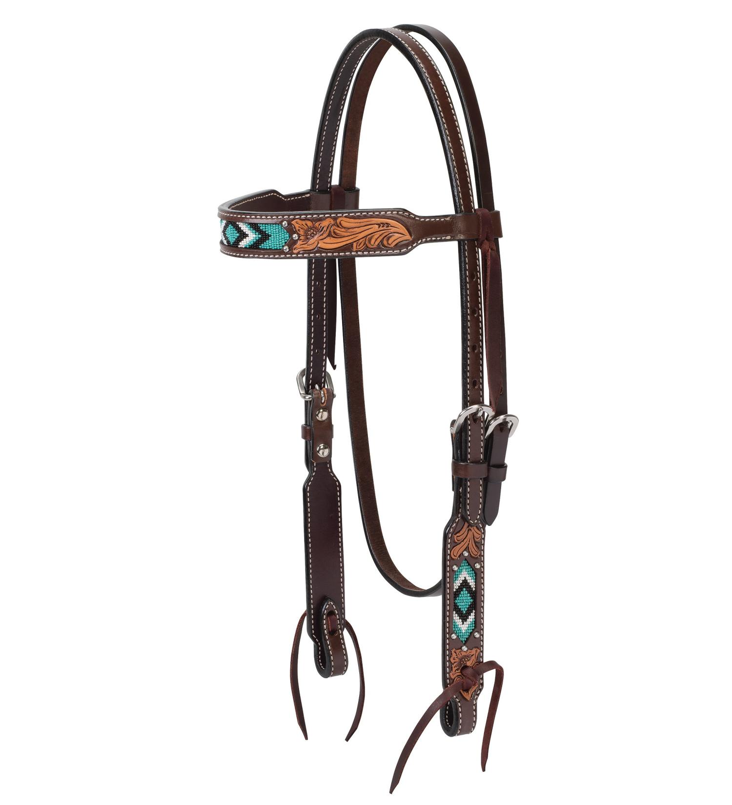 Turquoise Cross Turqoise Beaded Collection Browband Headstall