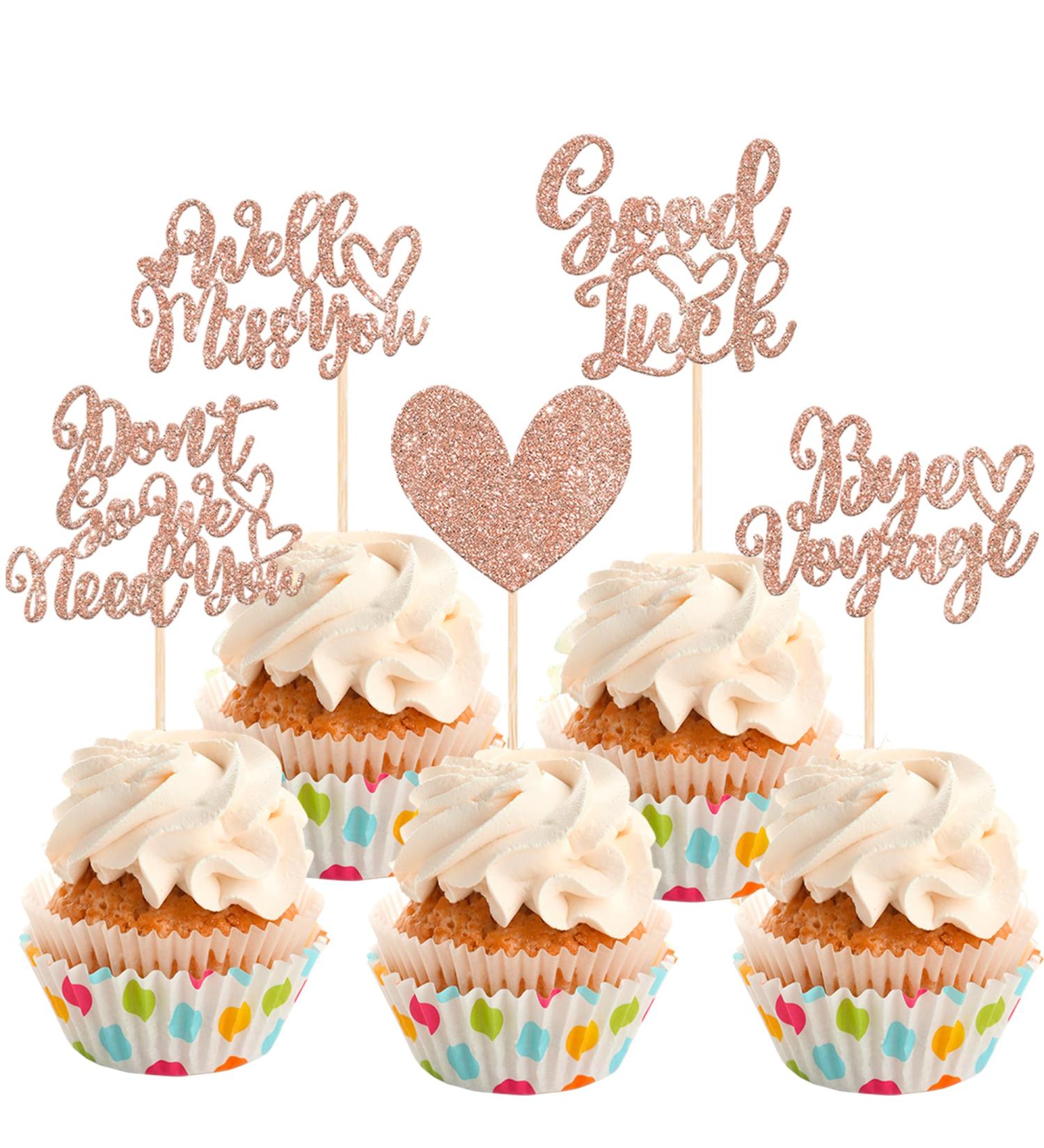 Rsstarxi 30 Pack We Will Miss You Cupcake Toppers Glitter Heart Good Luck Cupcake Decorations We Need You Cupcake Picks for Retirement Farewell Going Away Party Cake Decorations Rose Gold Design 2 Rose Gold - Buy Online on SooperMarket.com