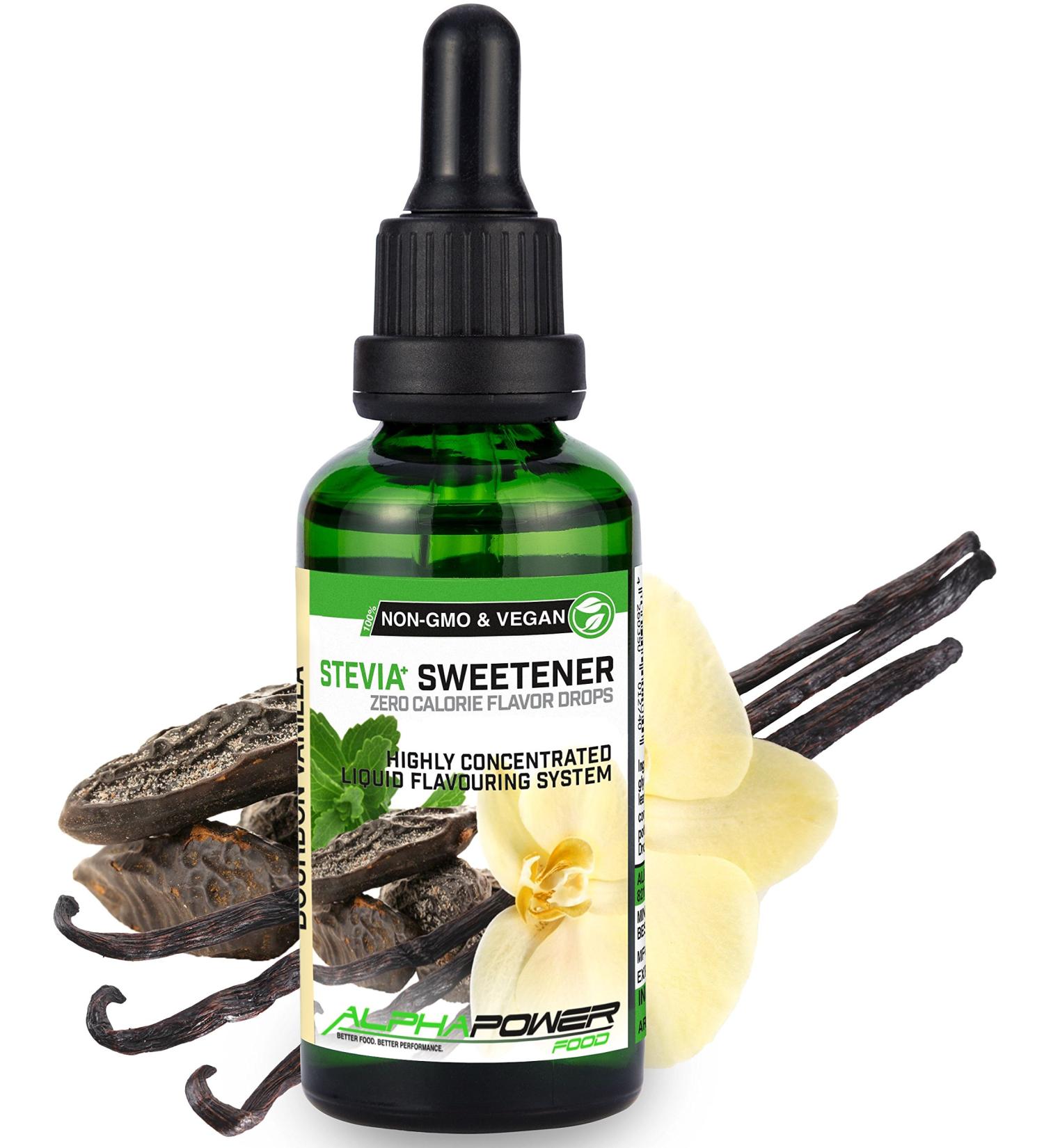Alphapower Sugar-Free Flavor Drops | 100% Natural Bourbon Vanilla Stevia | 50ml Aroma for Water Muesli & Smoothies - Buy Online on SooperMarket.com