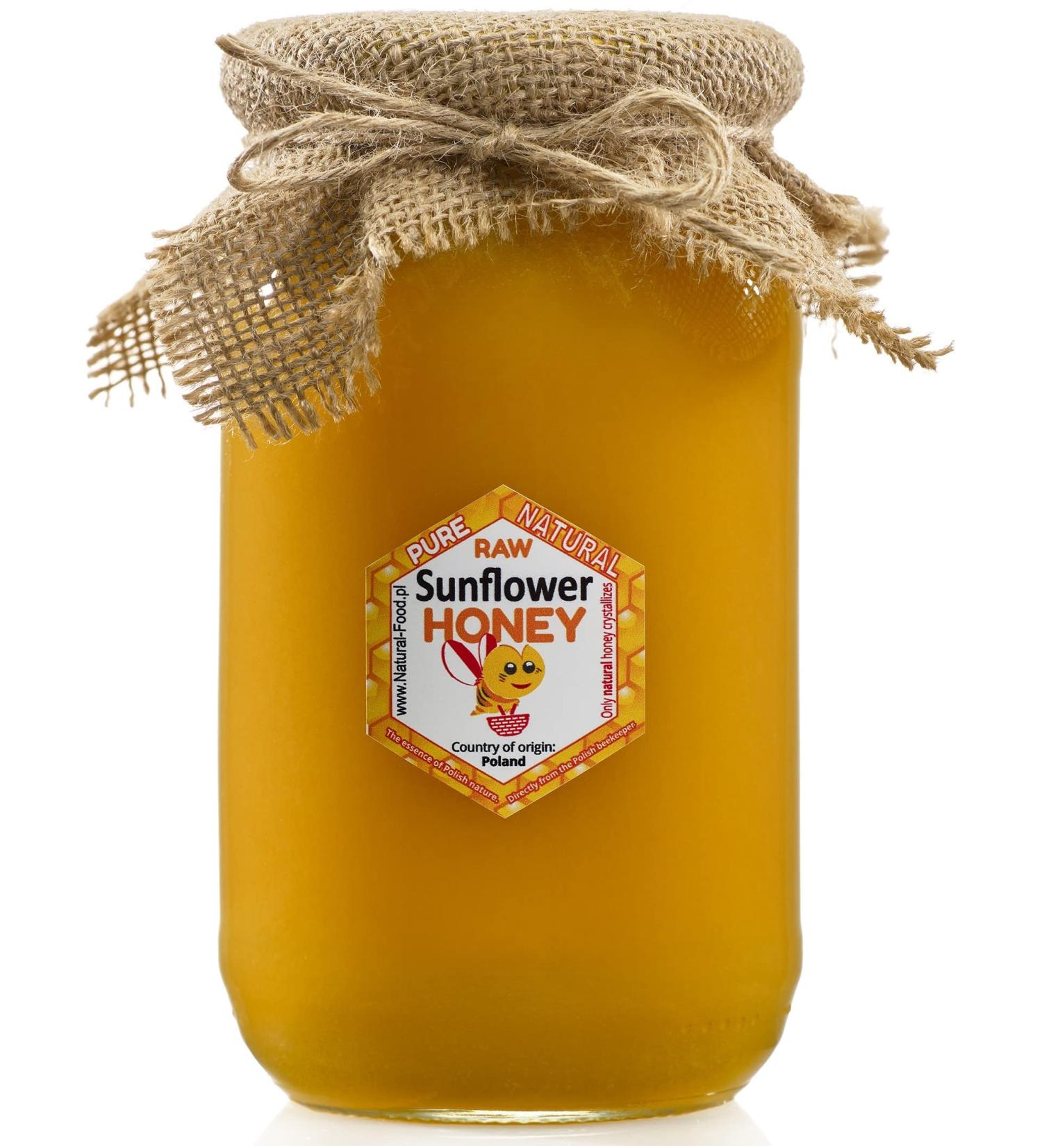 RAW HONEY directly from the beekeeper in Poland | 1 1 KG | SUNFLOWER honey | Raw natural very healthy without additives. Unfiltered not centrifuged or heated | Made by bees SUNFLOWER honey 1.10 kg (Pack of 1)
