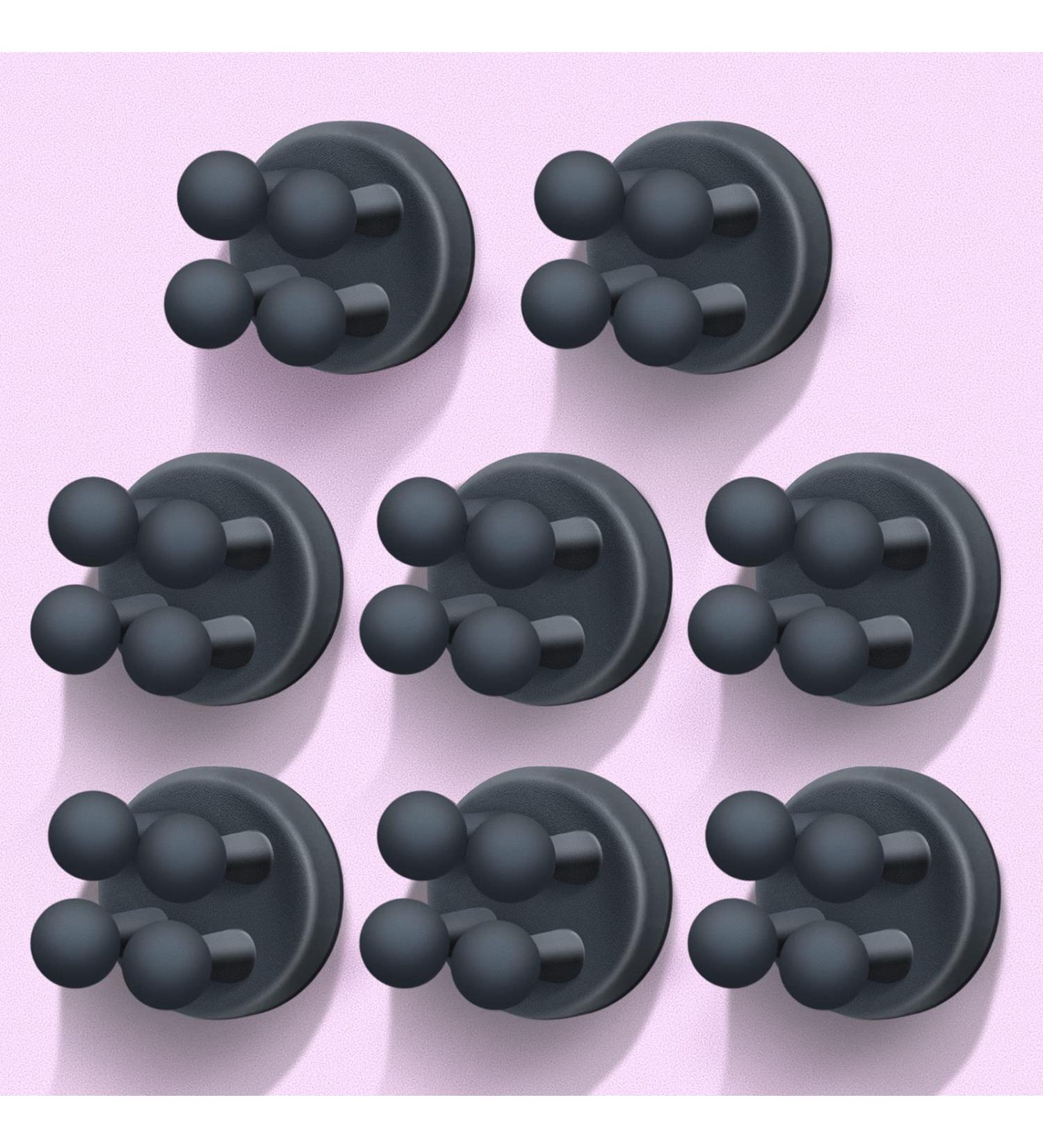 OSORD 8PCS Adhesive Hooks for Bathroom & Kitchen | No Drilling Toothbrush & Razor Holder Towel Clamps Key Hooks - Black - Buy Online on SooperMarket.com