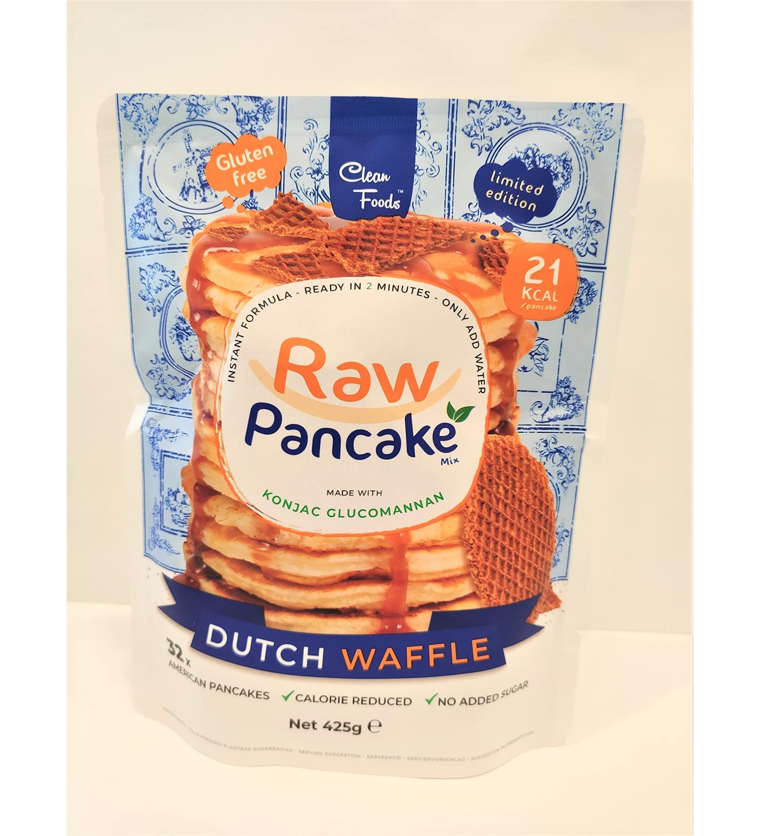 CleanFoods Raw Pancake Dutch Waffle 425g Pack I Konjac Glucomannan I Laboratory-Tested Quality I only 21 Calories per Pancake I Preparation in 2 Minutes I 32 American Pancakes - Buy Online on SooperMarket.com