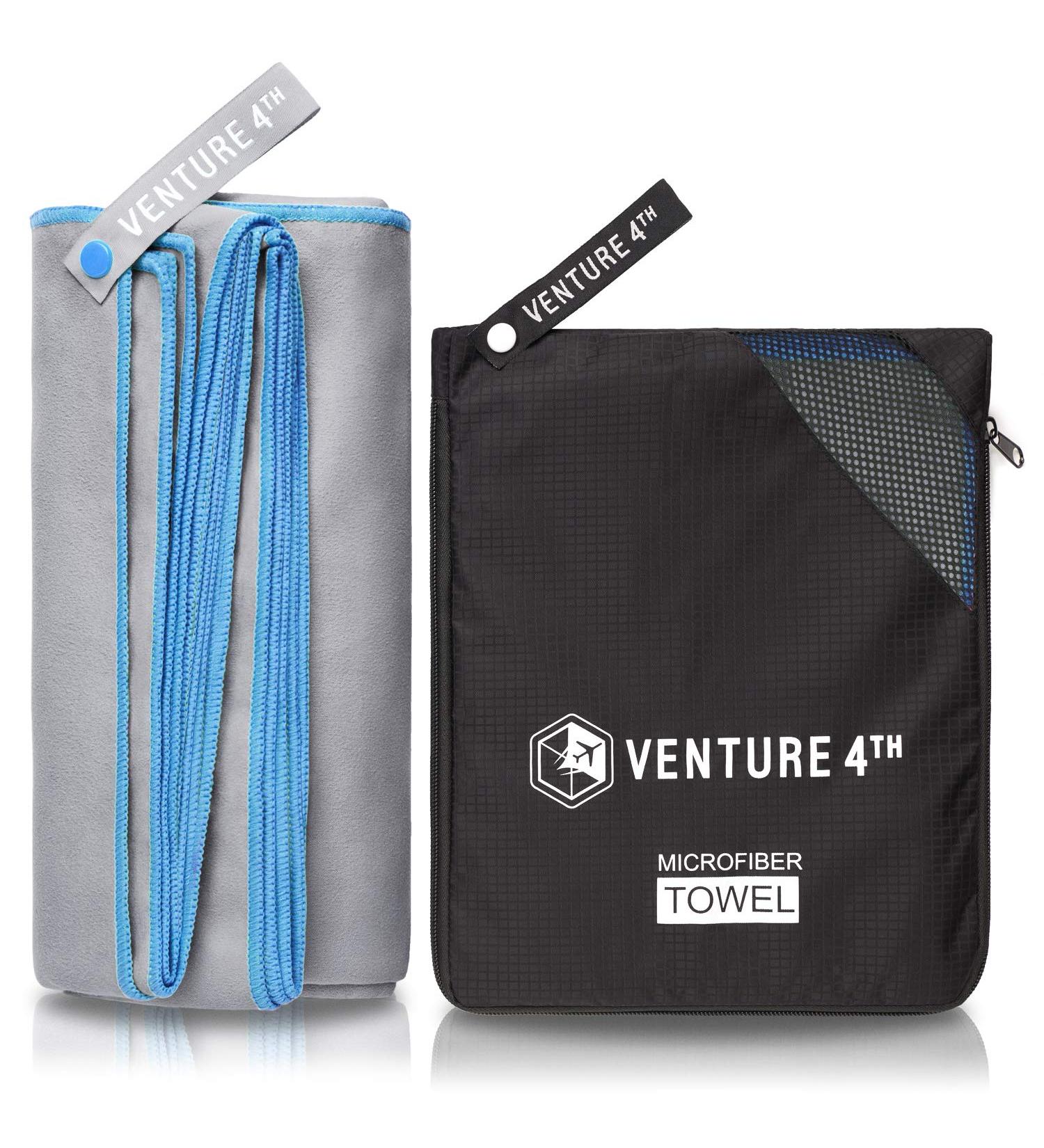 VENTURE 4TH Quick Dry Travel Towel | Fast Drying Microfiber | Essential for Camping, Yoga, Gym | 3 Compact Sizes | Gray Blue | Large 31.5 x 60 - Buy Online on SooperMarket.com