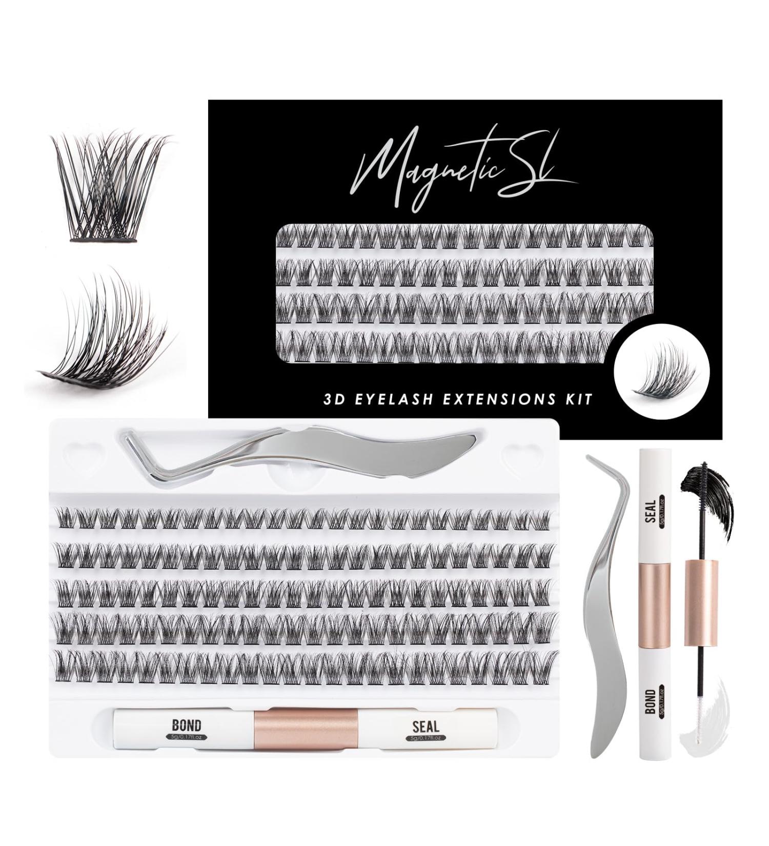 120PCS D Curl Reusable 3D Cluster Eyelashes Extension Kit with Applicator - DIY Mix 10-16MM-DM17 - Buy Online on SooperMarket.com