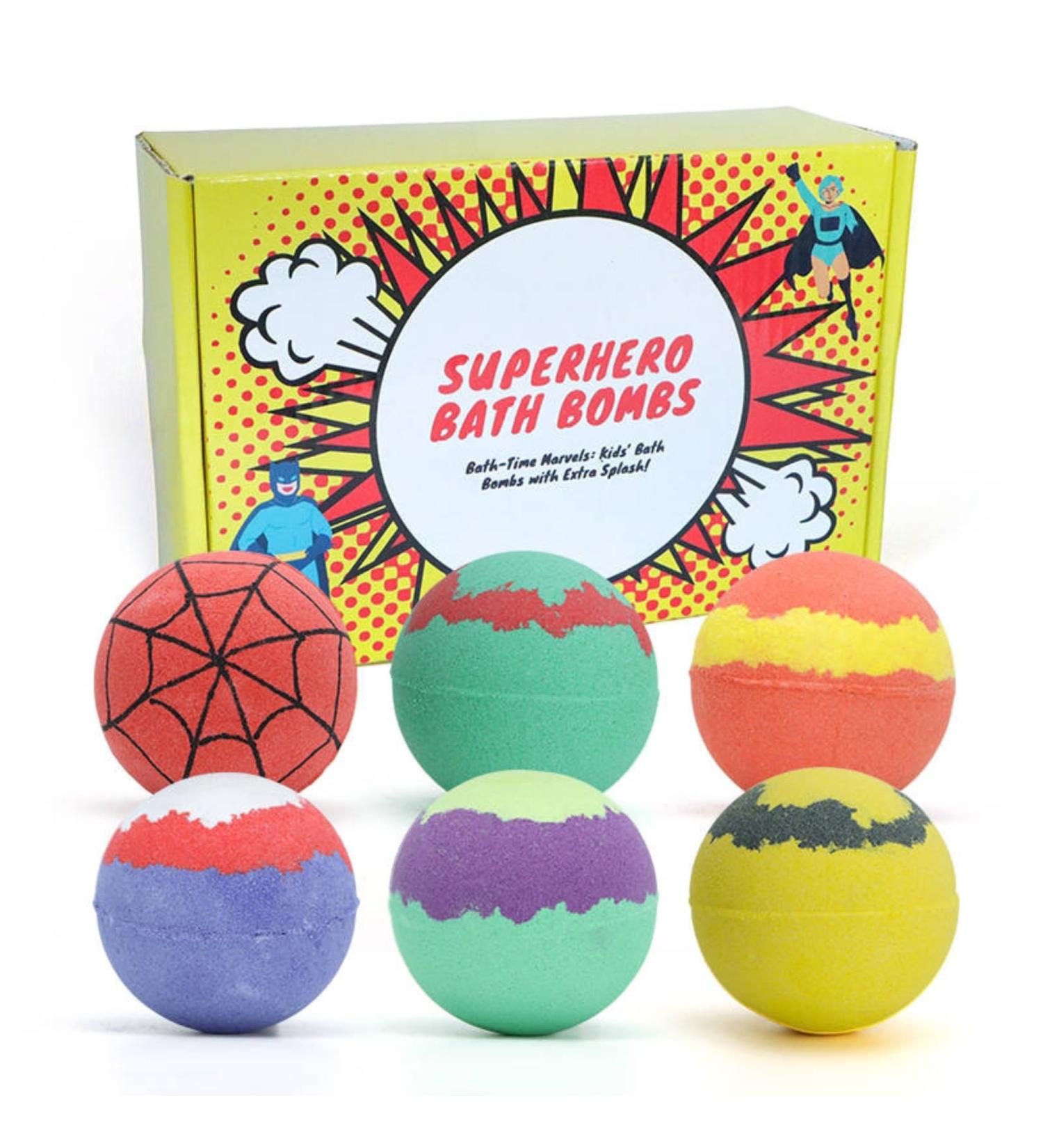 Superhero Bath Bombs for Kids - Set of 6 Handmade Fizzies Moisturizing Bubble Formula - Kids Bath Bombs - Bath Bombs for Boys - Bath Bombs - Perfect for Birthday Christmas Easter Halloween - Buy Online on SooperMarket.com