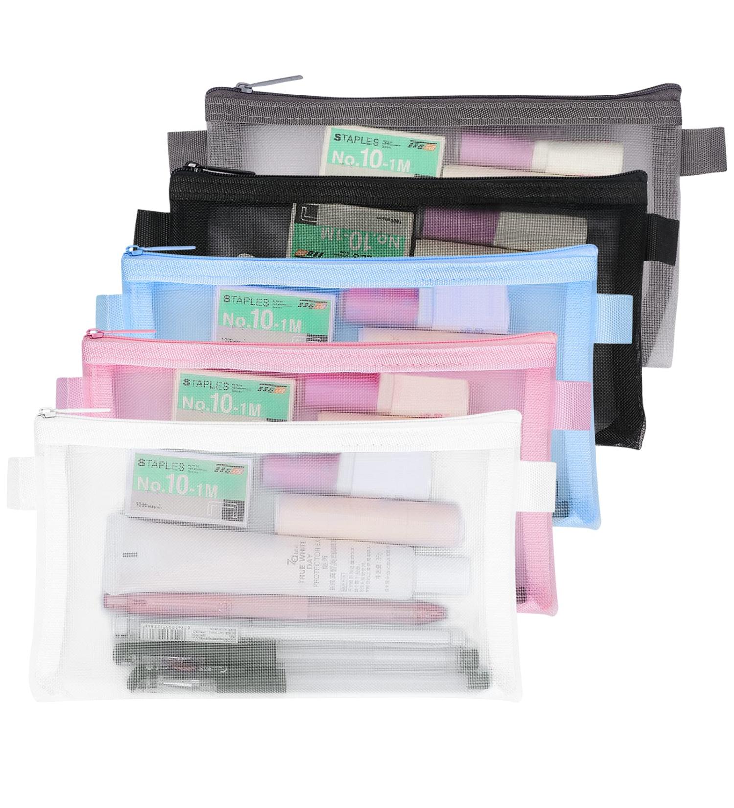 Classycoo Mesh Pen Bag 5 PCS Zipper Mesh Pencil Bags Multifunctional Makeup Bag A-5 Colors - Buy Online on SooperMarket.com