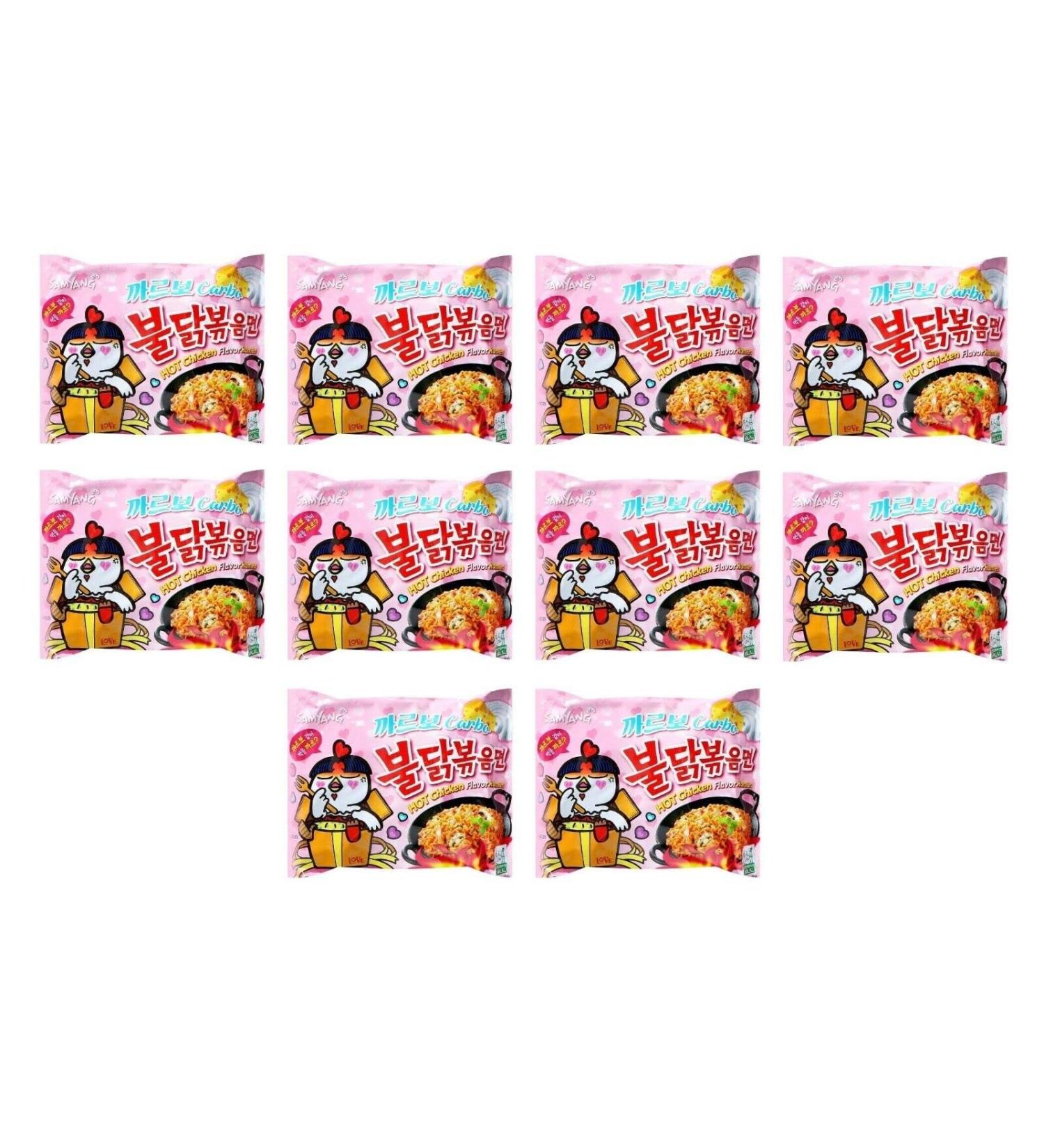 Hot Chicken Carbonara Pamai Pai Bigpack: 10 x 130g Instant Noodles Samyang Ramen Ramen Noodles PINK