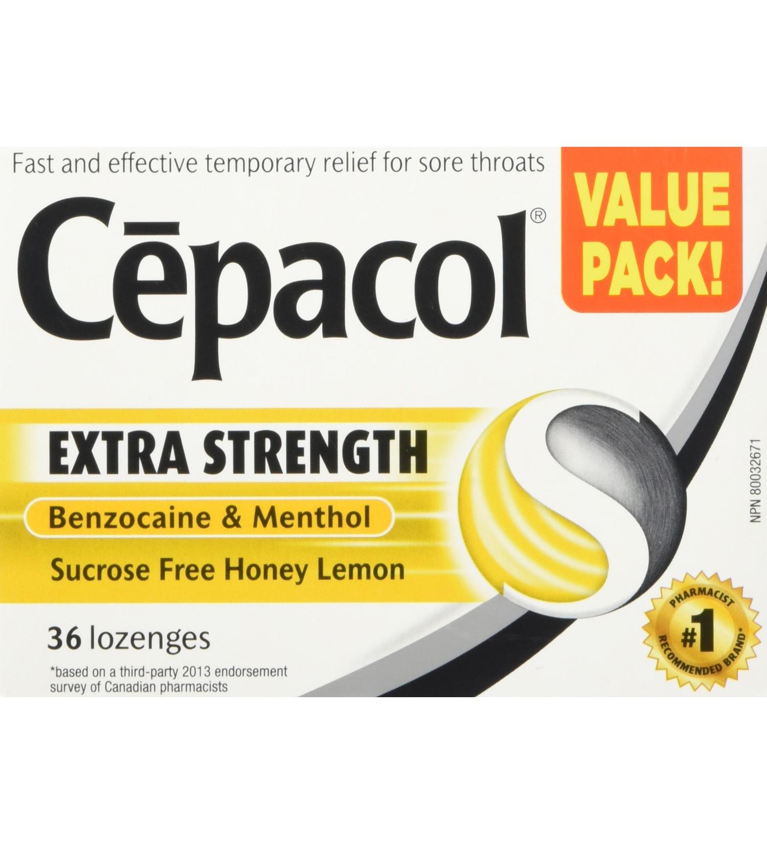 C pacol Extra Strength Sucrose Free Honey Lemon Sore Throat lozenges Value Pack 36 count - Buy Online on SooperMarket.com