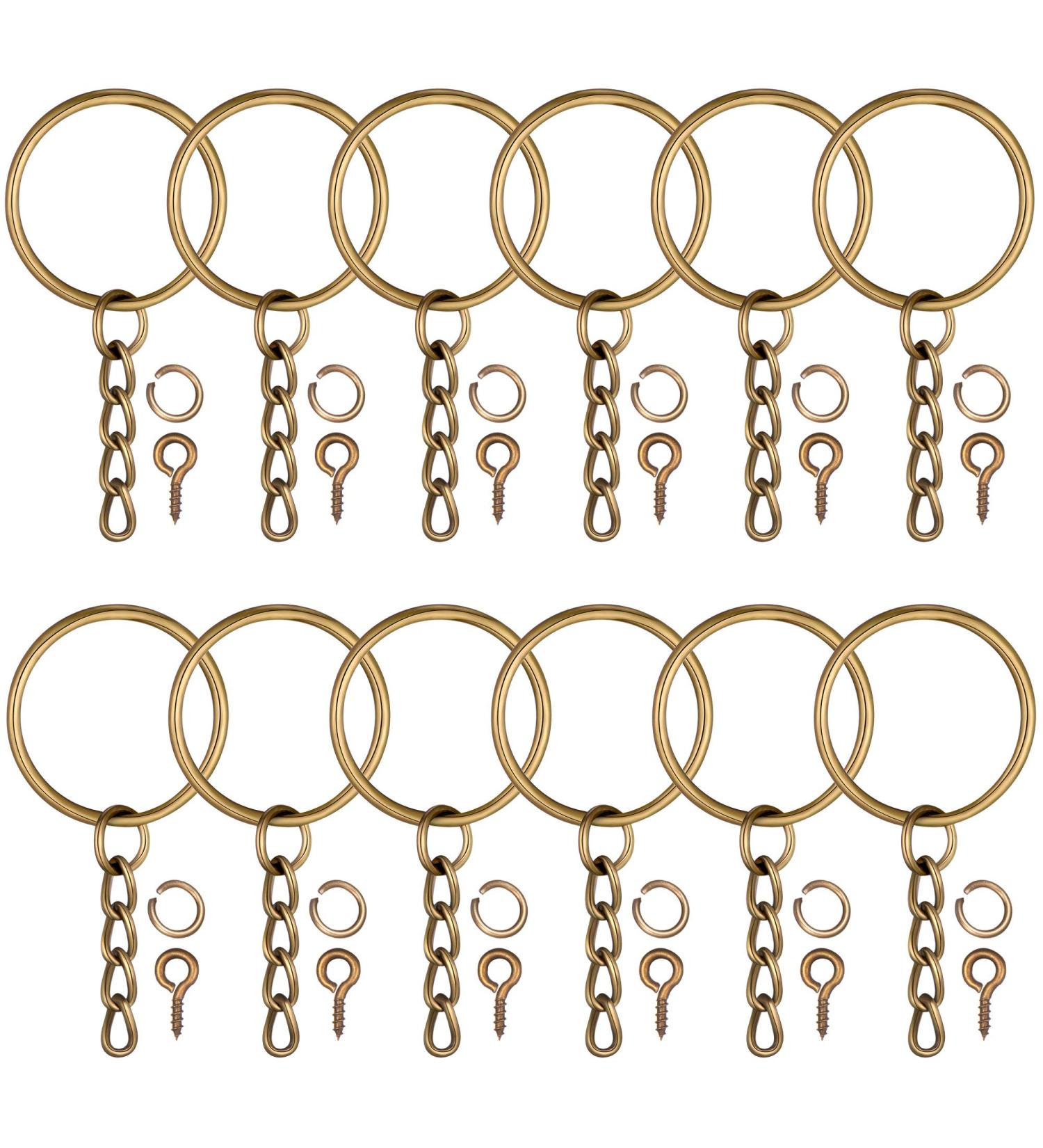 100Pcs 1 Inch Antique Bronze Keychain Rings with Jump Rings and Screw Eye Pins - Bulk Craft Supplies - Buy Online on SooperMarket.com