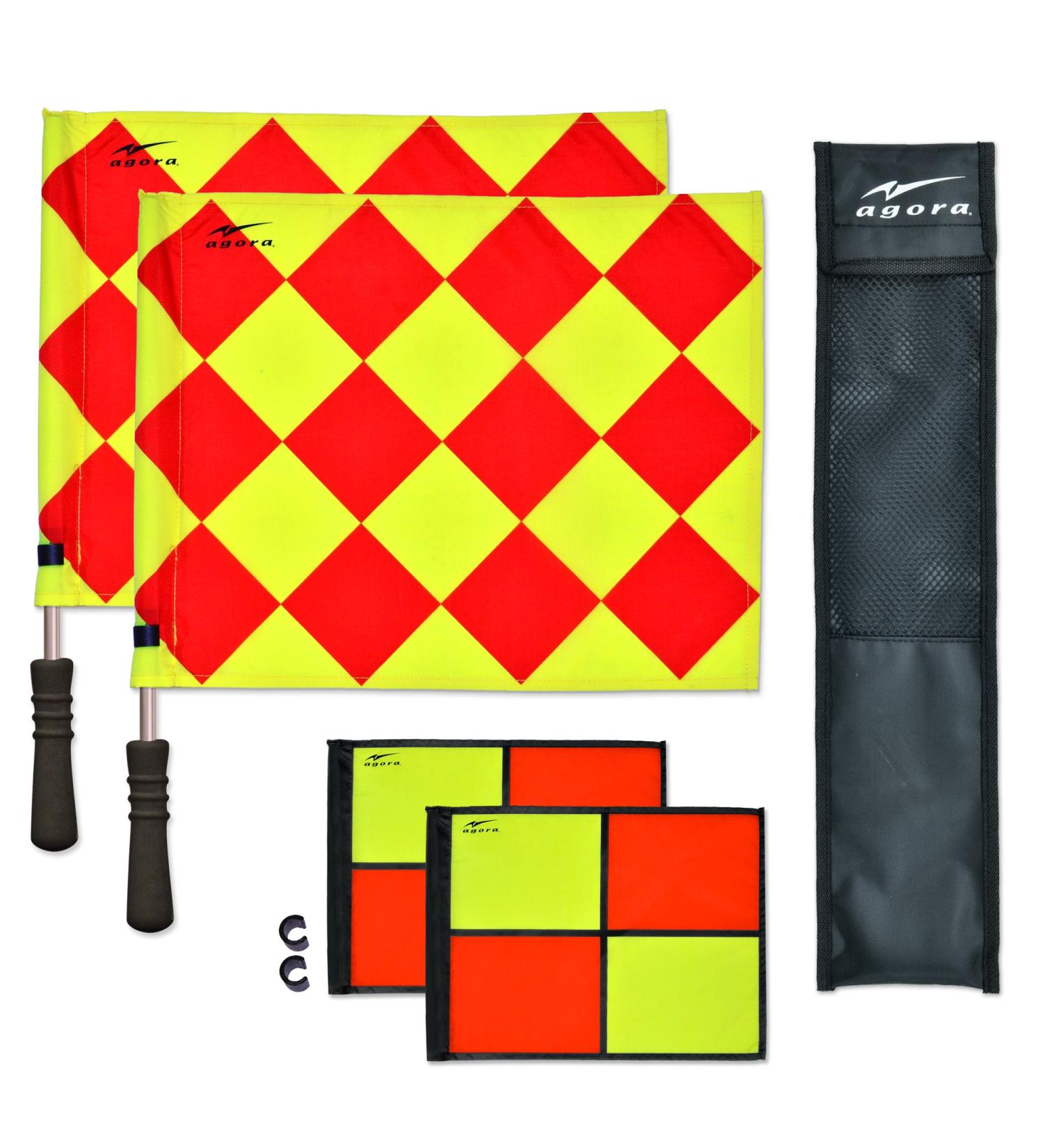 AGORA Pro Line Duo Premium Rotating Soccer Referee Flags with Case - Red/Yellow - Buy Online on SooperMarket.com