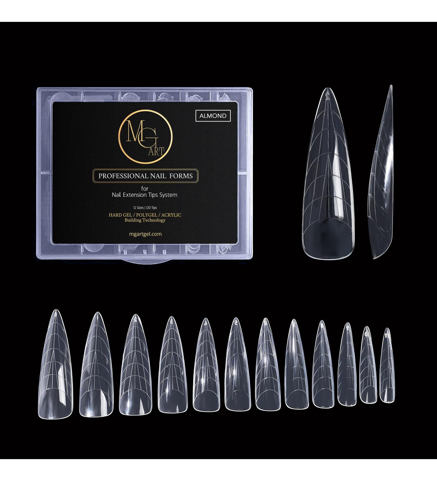 Dual Nail Forms ALMOND Extension - 12 Sizes Full Cover Molds for Poly Nail Gel | Perfect for Salon & DIY Nail Art - Buy Online on SooperMarket.com