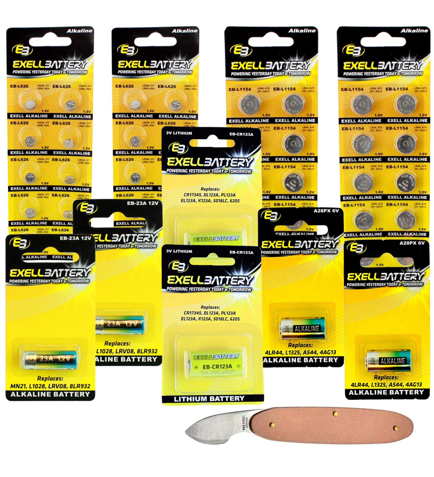 47pc Essential Battery Kit - CR123A 23A A28PX L626 L1154 & Watch Opener | International Shipping Available - Buy Online on SooperMarket.com