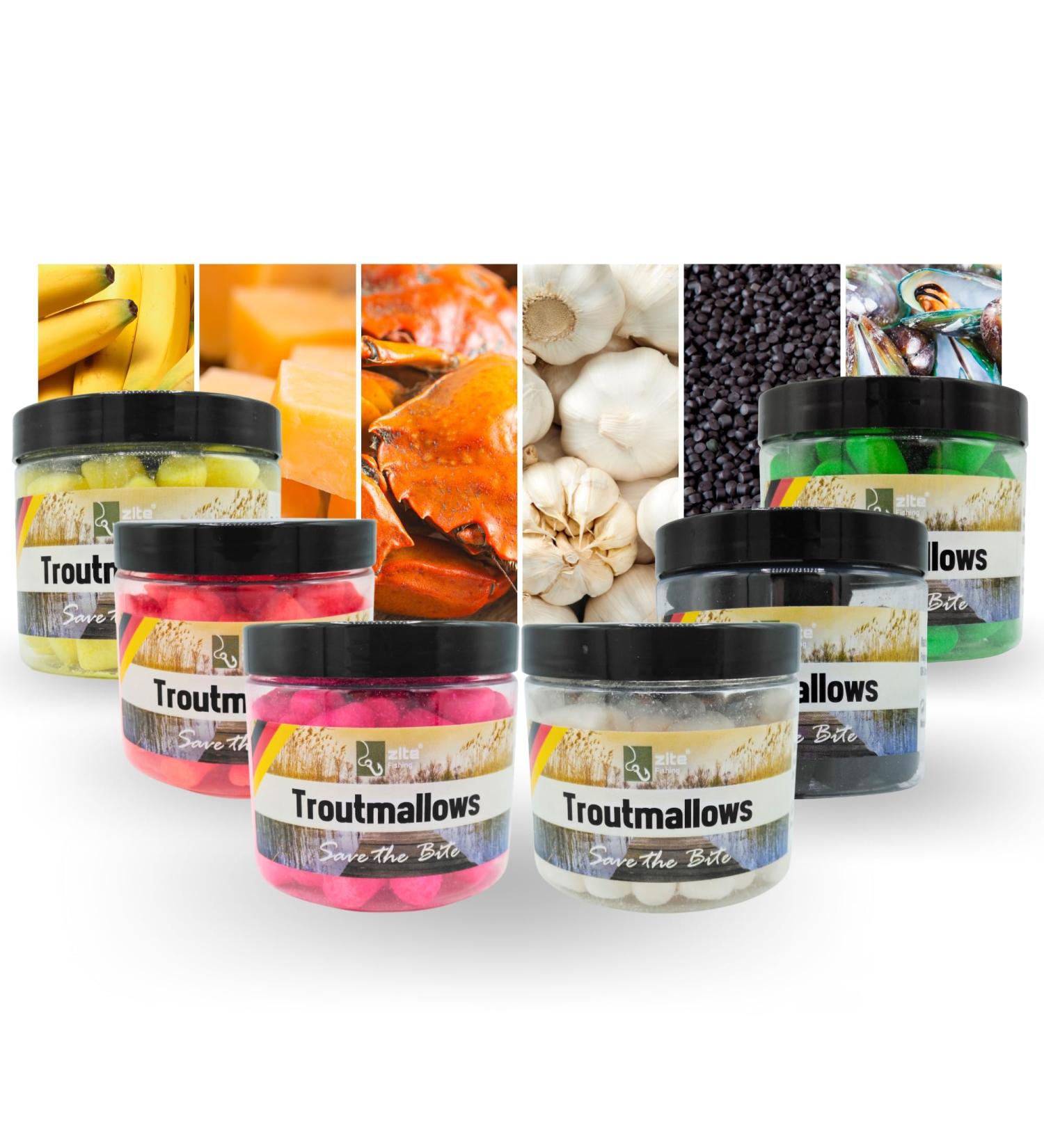 Zite Fishing Troutmallows - Premium Marshmallow Bait for Trout - 40g - Vibrant Colors & Intense Flavors - Perfect for Combination with Natural Baits - 6 Series Mix Bundle - Buy Online on SooperMarket.com