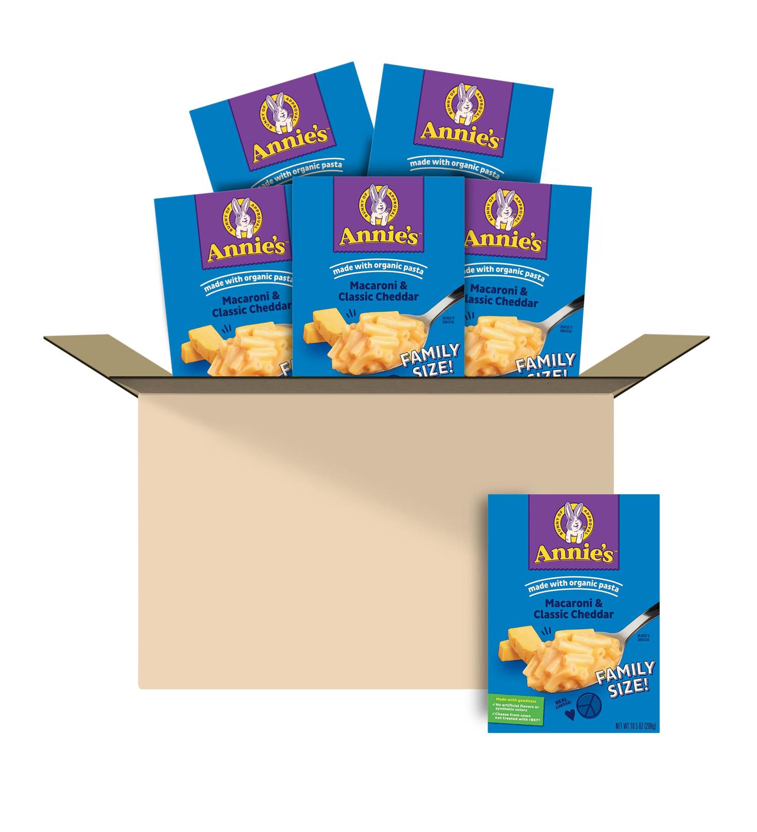 Annie's Classic Mild Cheddar Macaroni and Cheese Family Size 10.5 oz - Pack of 6 - Buy Online on SooperMarket.com