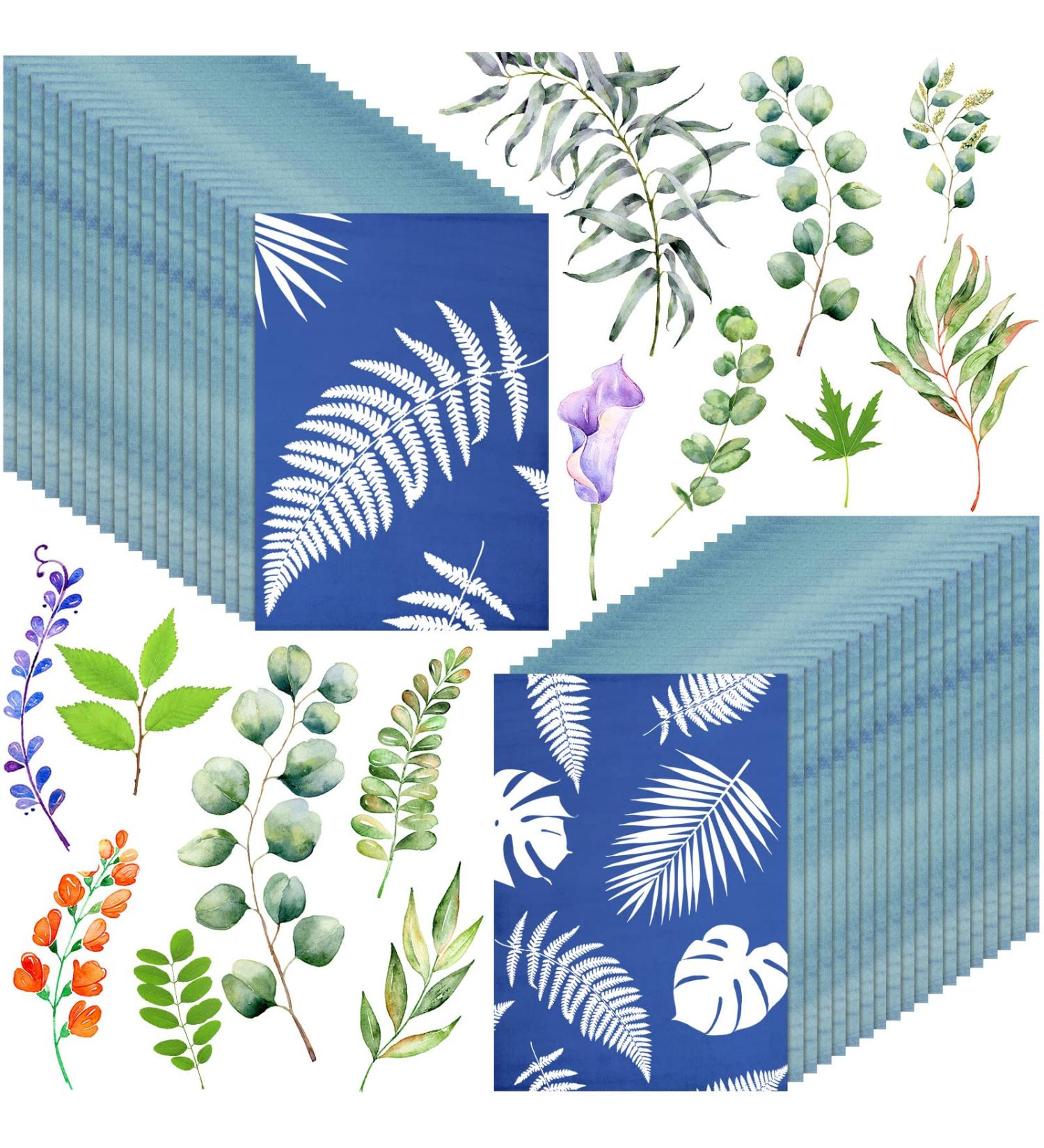 Cyanotype Paper Sun Art Kit - 60 Sheets, High Sensitive Solar Activated Paper for Nature Printing, Arts and Crafts - 5.8 x 8.3 Inch - Buy Online on SooperMarket.com