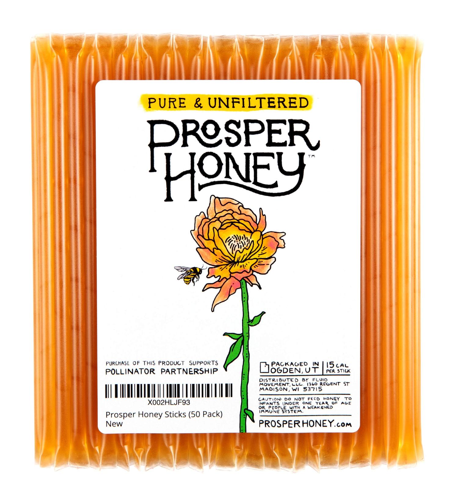 Prosper Honey Sticks - 100% Pure Unfiltered American Honey Straws (50 Pack) - 1 Count - Buy Online on SooperMarket.com