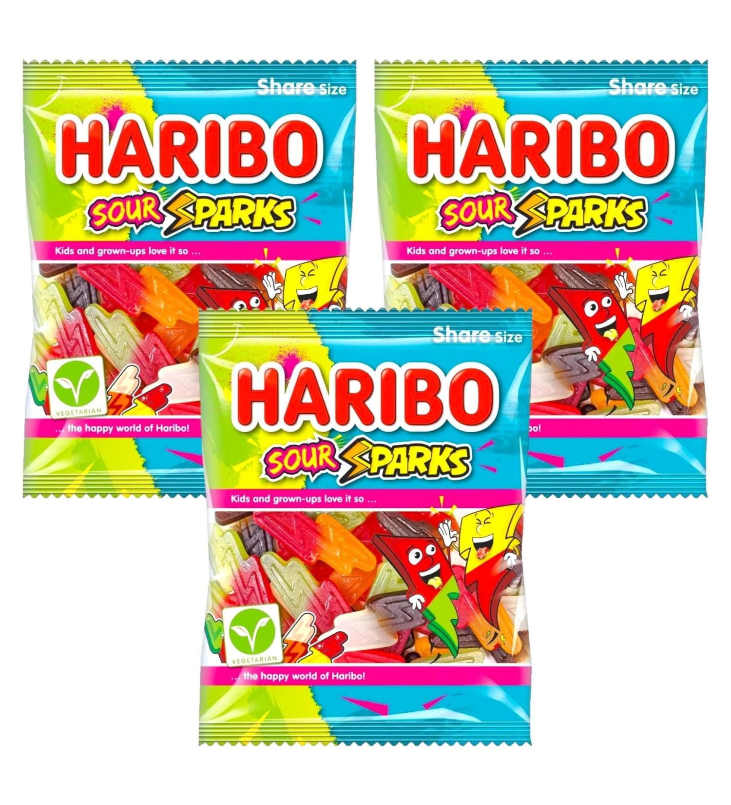 Sour Sparks Gummy Sweets Soft Chewy Candy Duo Flavours Raspberry & Pineapple Cola & lemon Apple & Cherry 160g - 3x Share Bags - Buy Online on SooperMarket.com